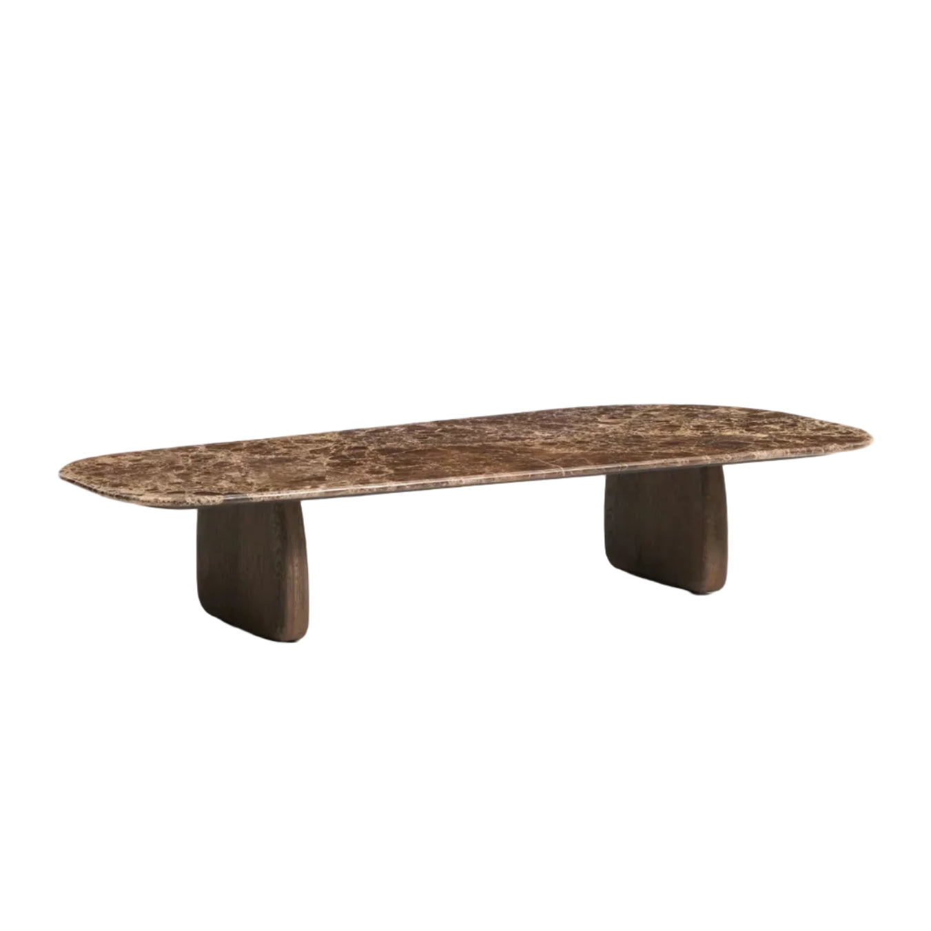 PIRITA Coffee Table in Marble with Dark Wooden Base