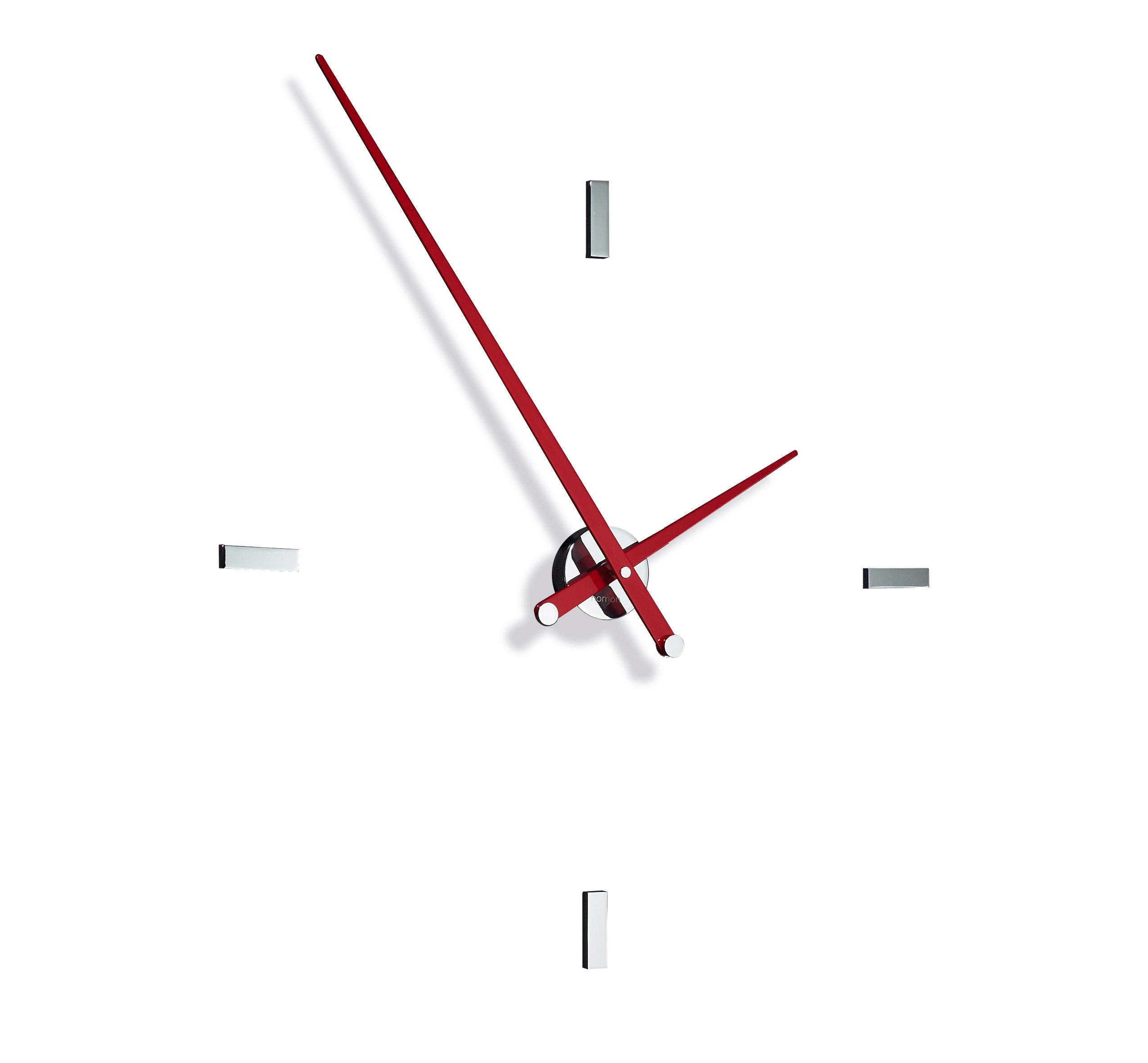 Chromed wall clock TACON with red finish