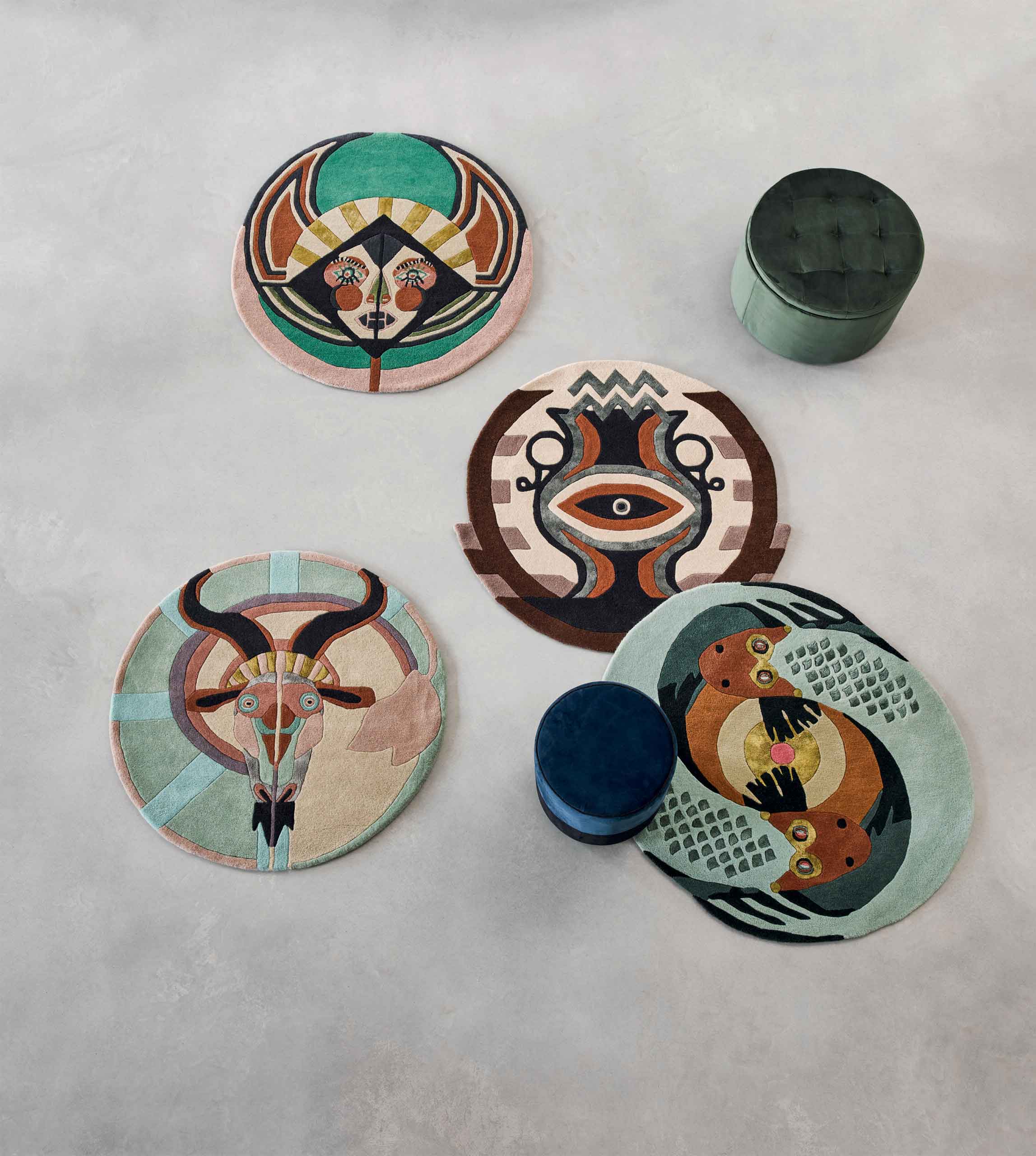 Dywan okrągły ZODIAC CAPRICORN miętowo-beżowy