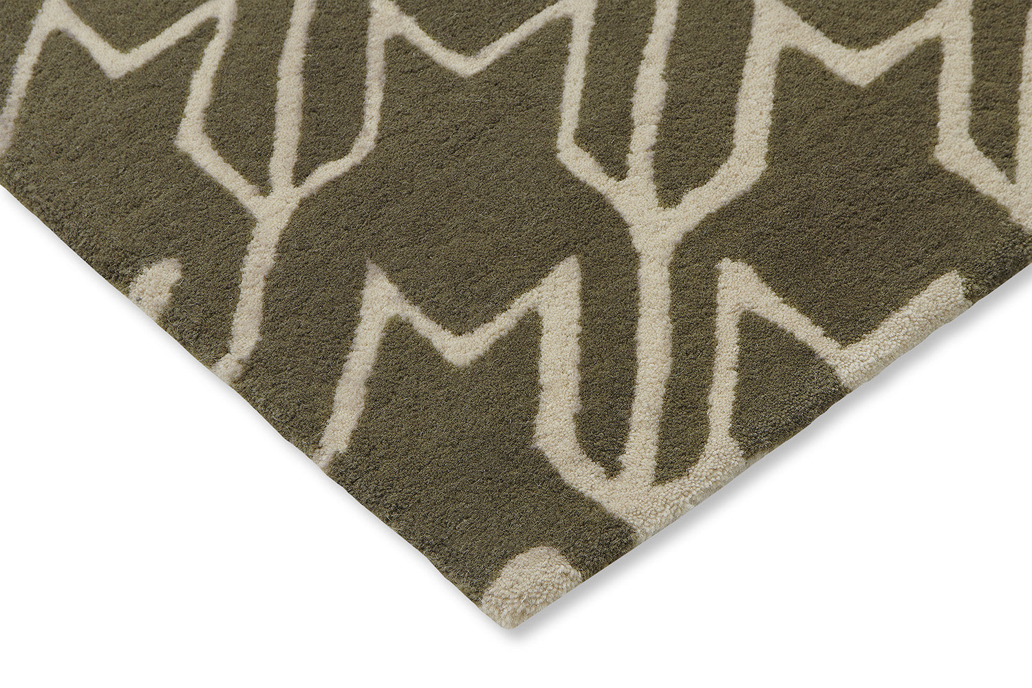 Koberec v pepitce HOUNDSTOOTH ŠEDÝ béžovo-zelený