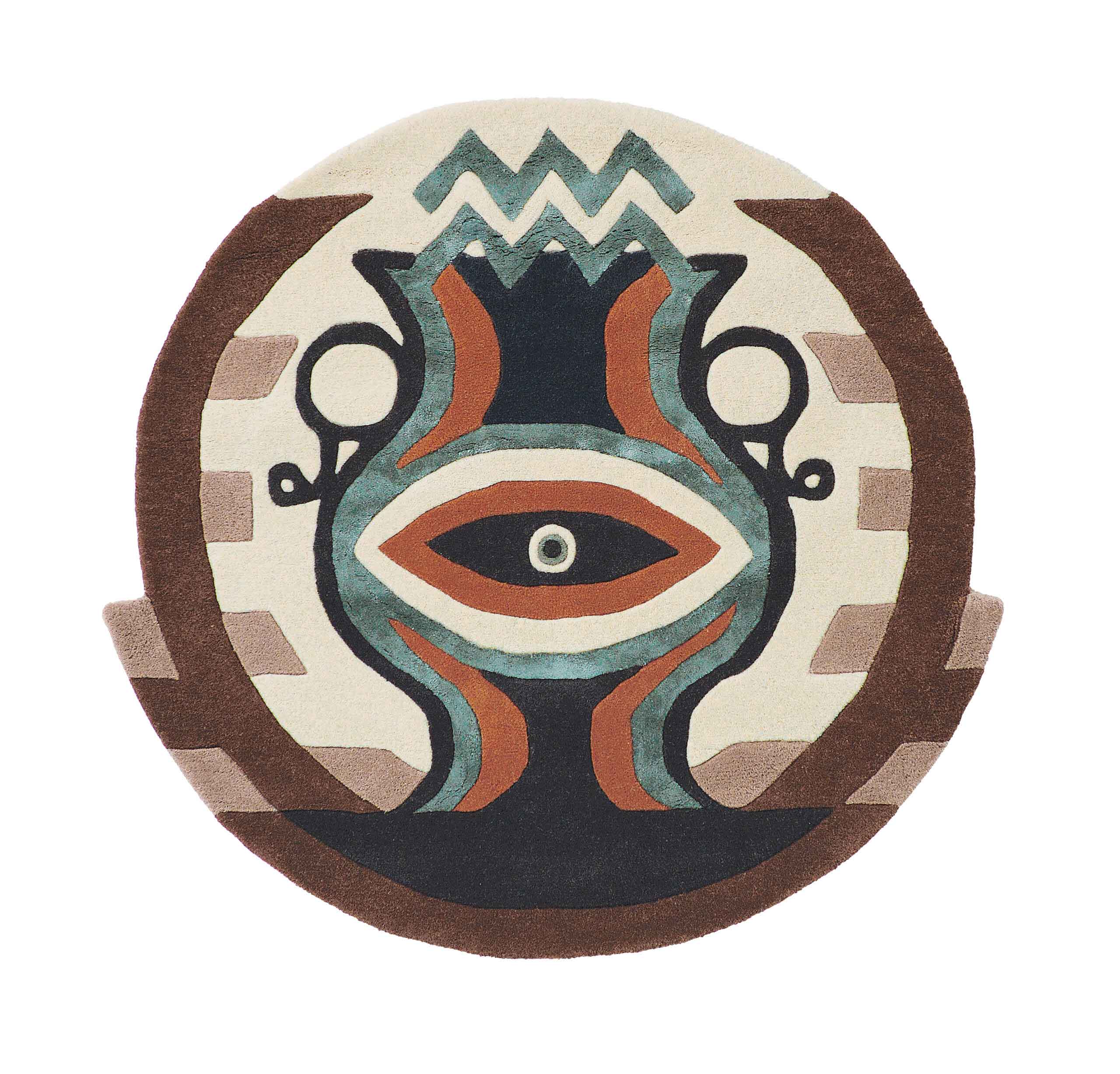 Round rug Zodiac Aquarius brown-beige