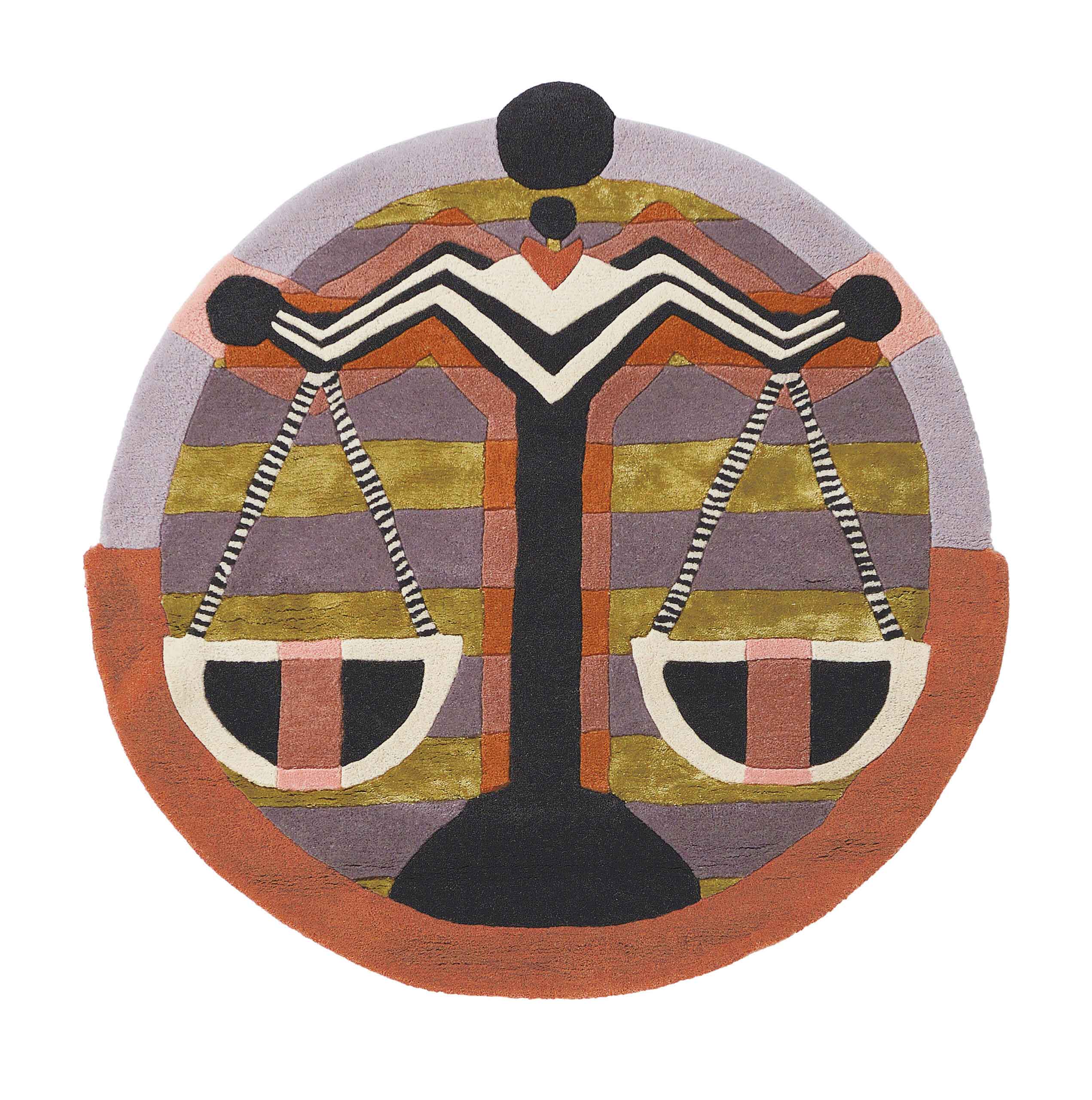 Kulatý koberec ZODIAC LIBRA levandulově-hnědý