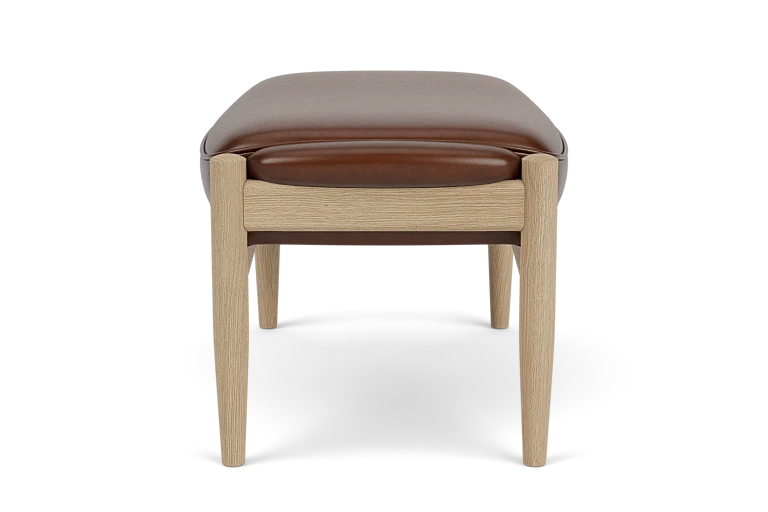 Podnóżek THE SEAL brązowa skóra z dębową podstawą