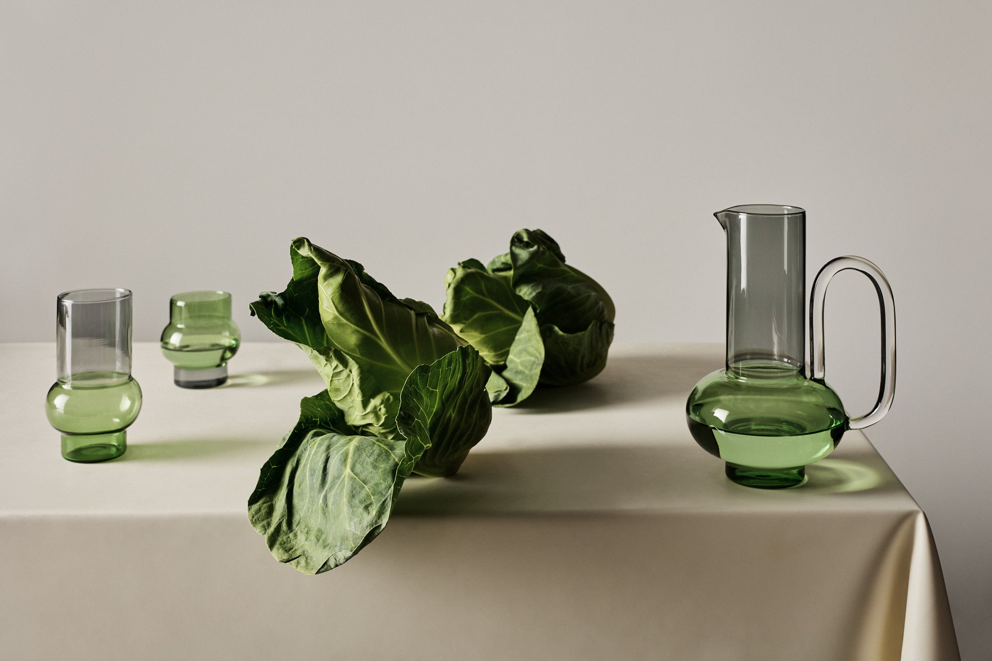 Green glass bump jug