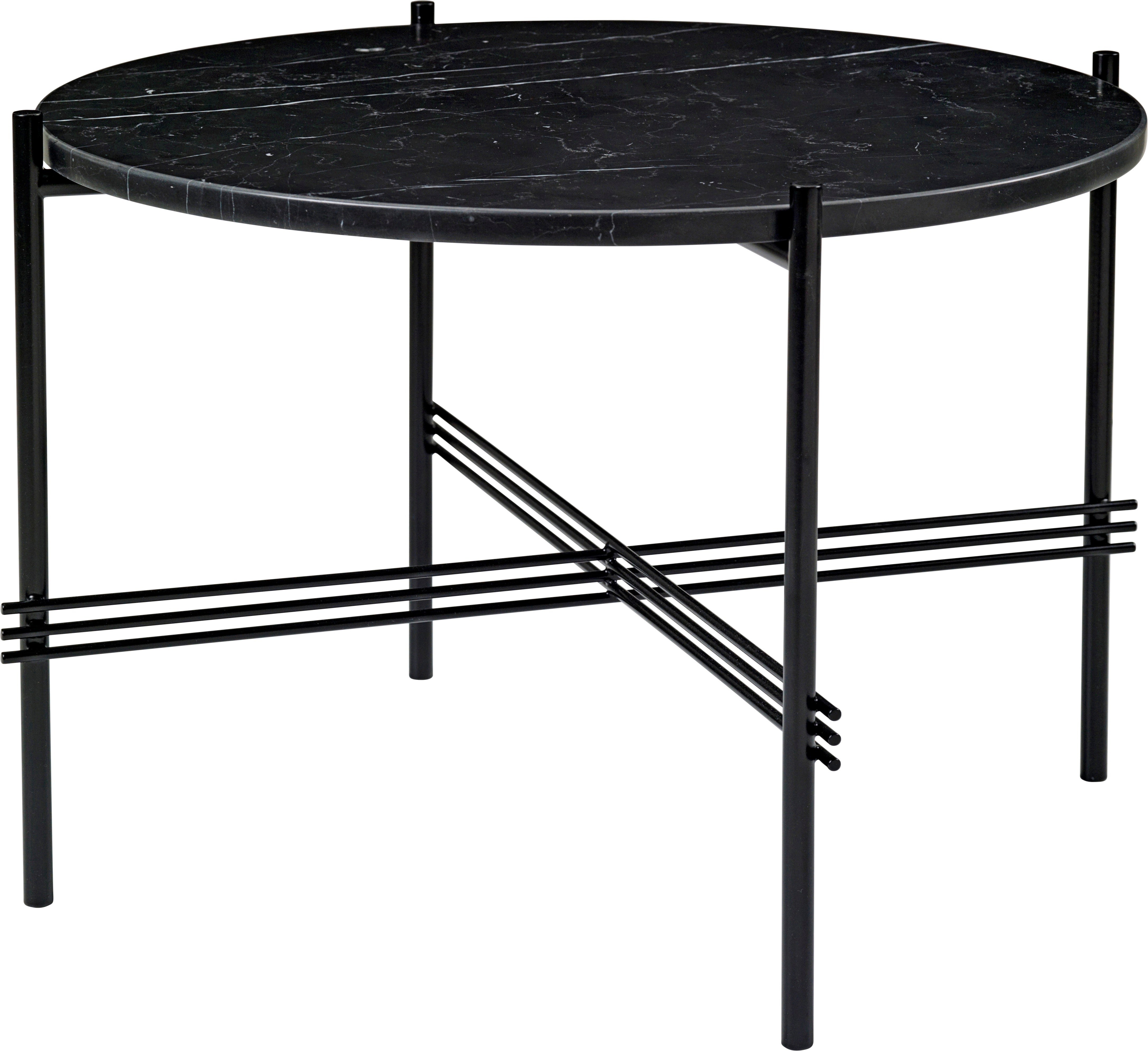 Round coffee table TS black marble with black base