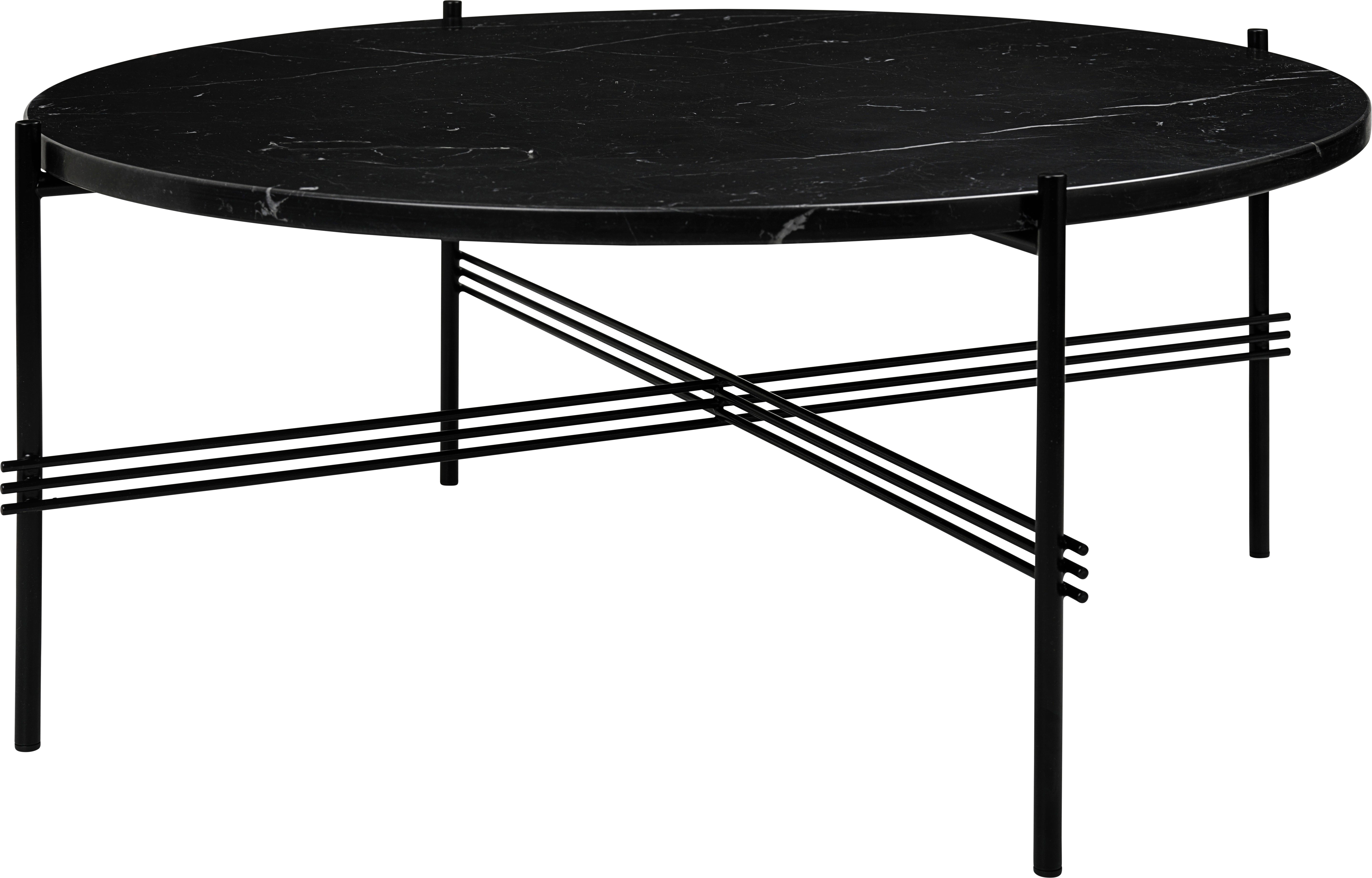 Round coffee table TS black marble with black base