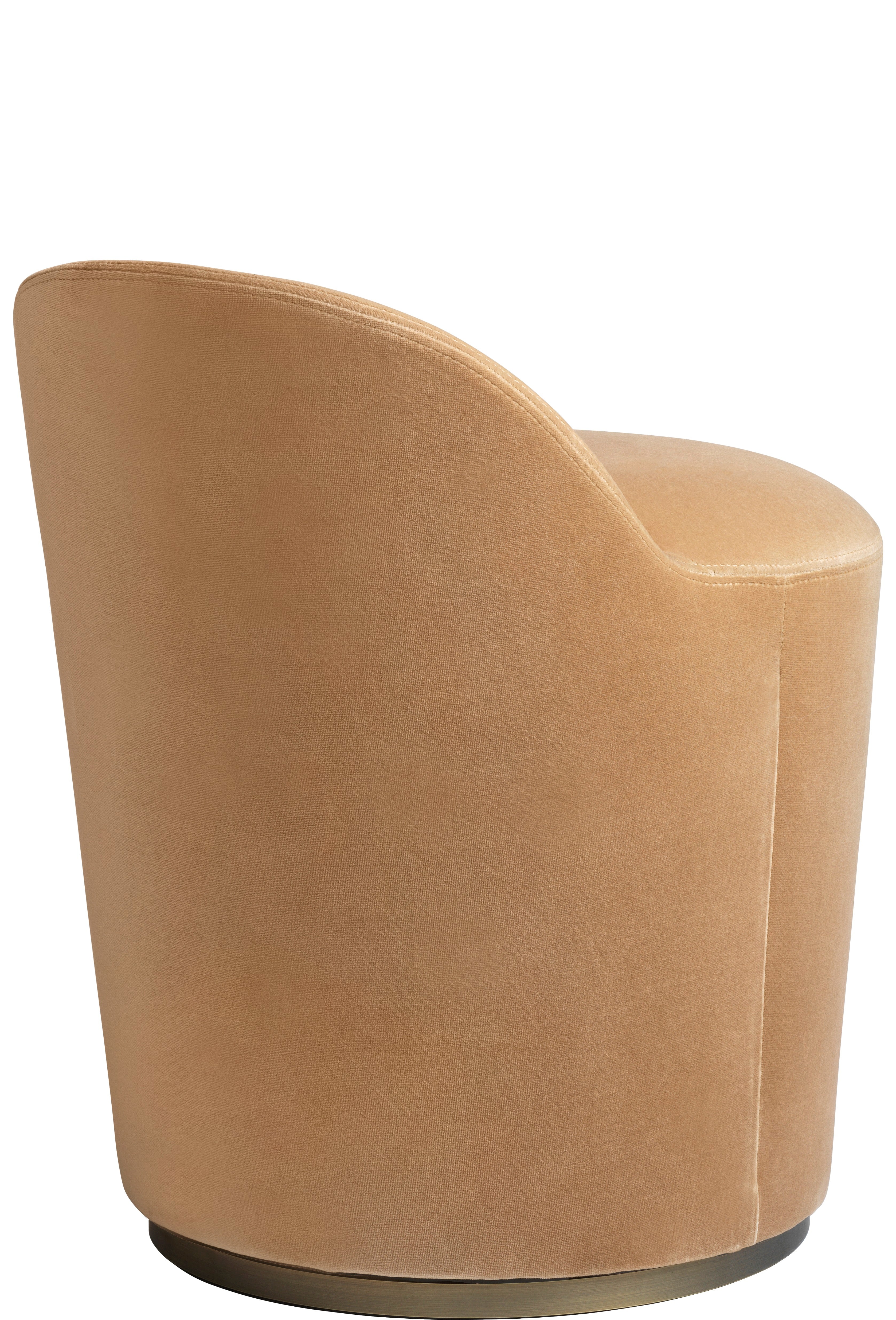 Upholstered pouf with a brass base