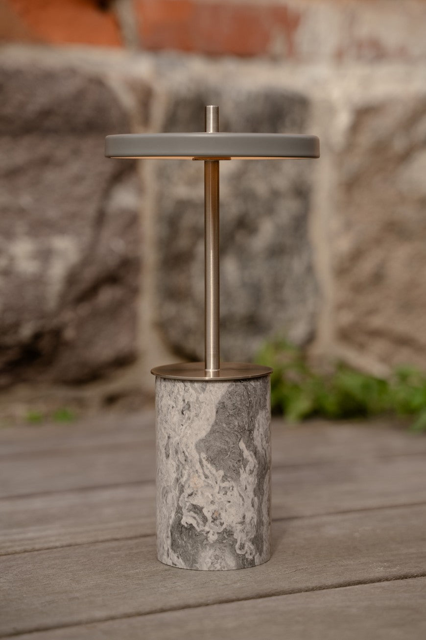 ASTERIA MOVE MINI Table Lamp in Gray Marble with Silver Insert