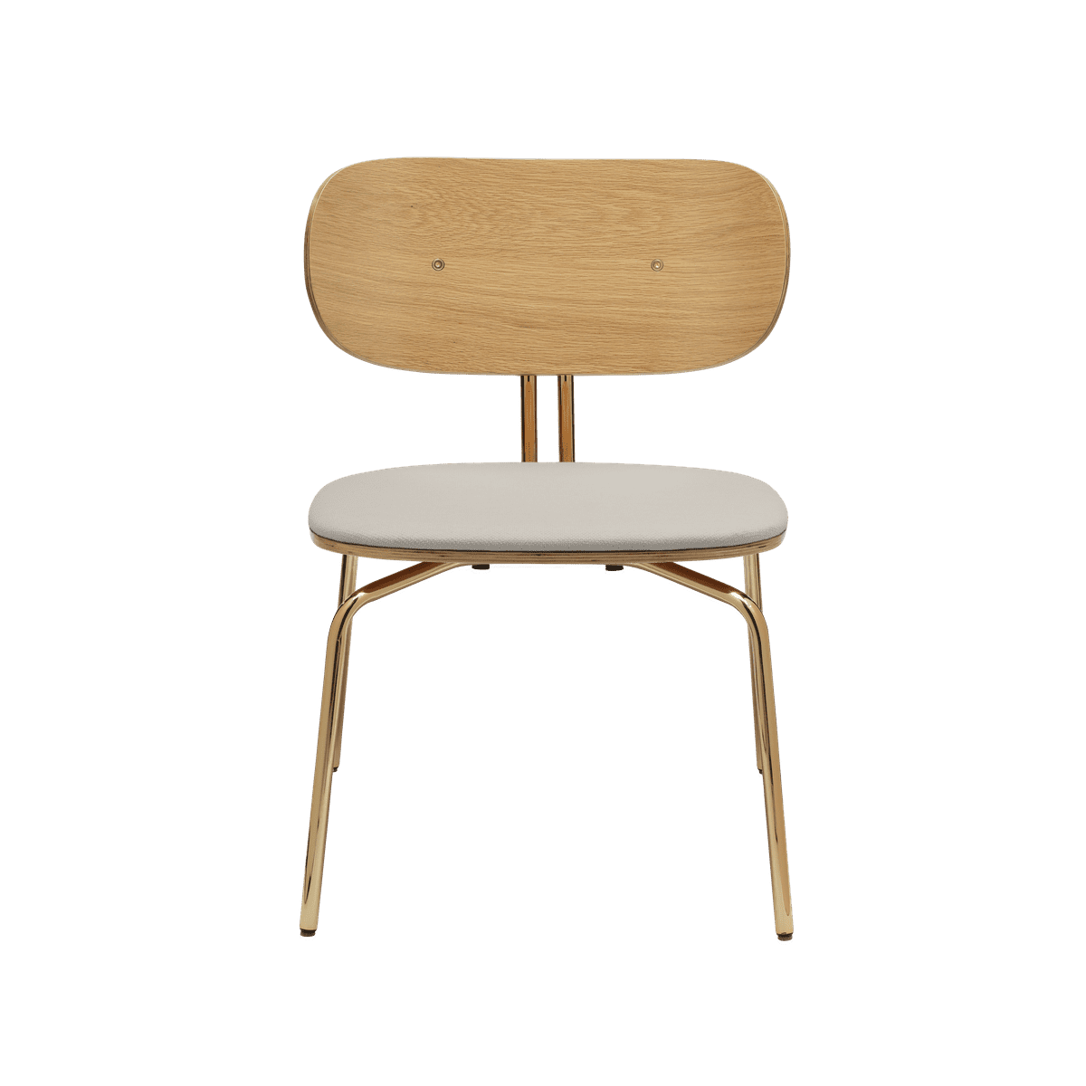 Křeslo CURIOUS béžové se zlatým podstavcem