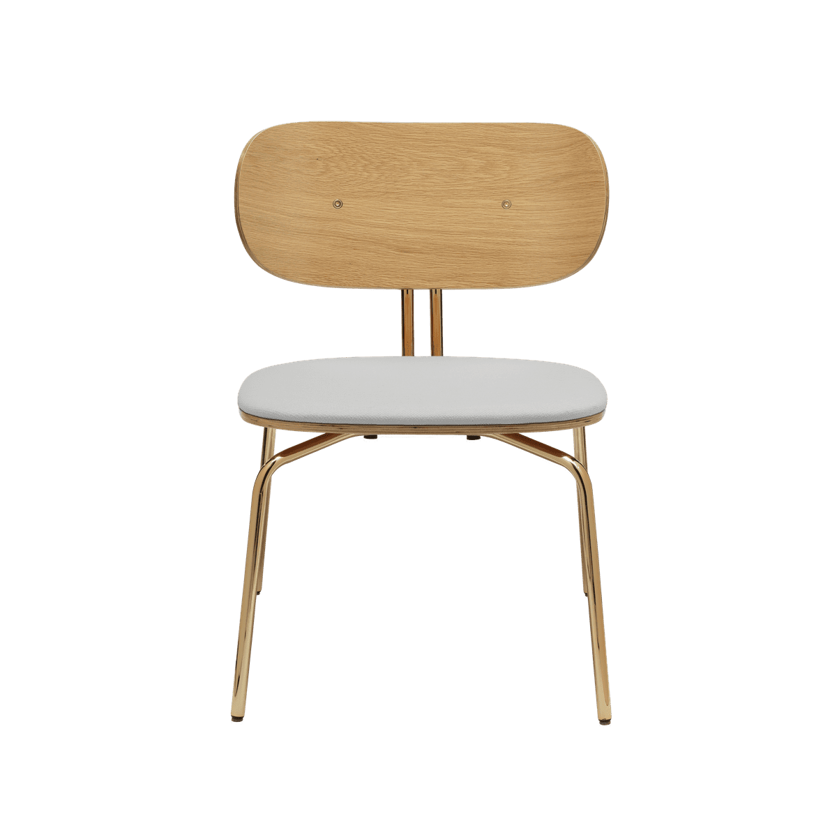 Křeslo CURIOUS baby blue se zlatým podstavcem