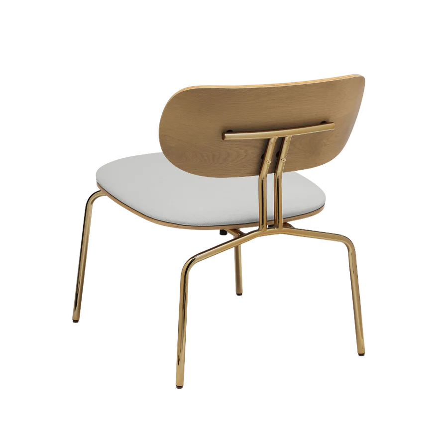 Křeslo CURIOUS baby blue se zlatým podstavcem