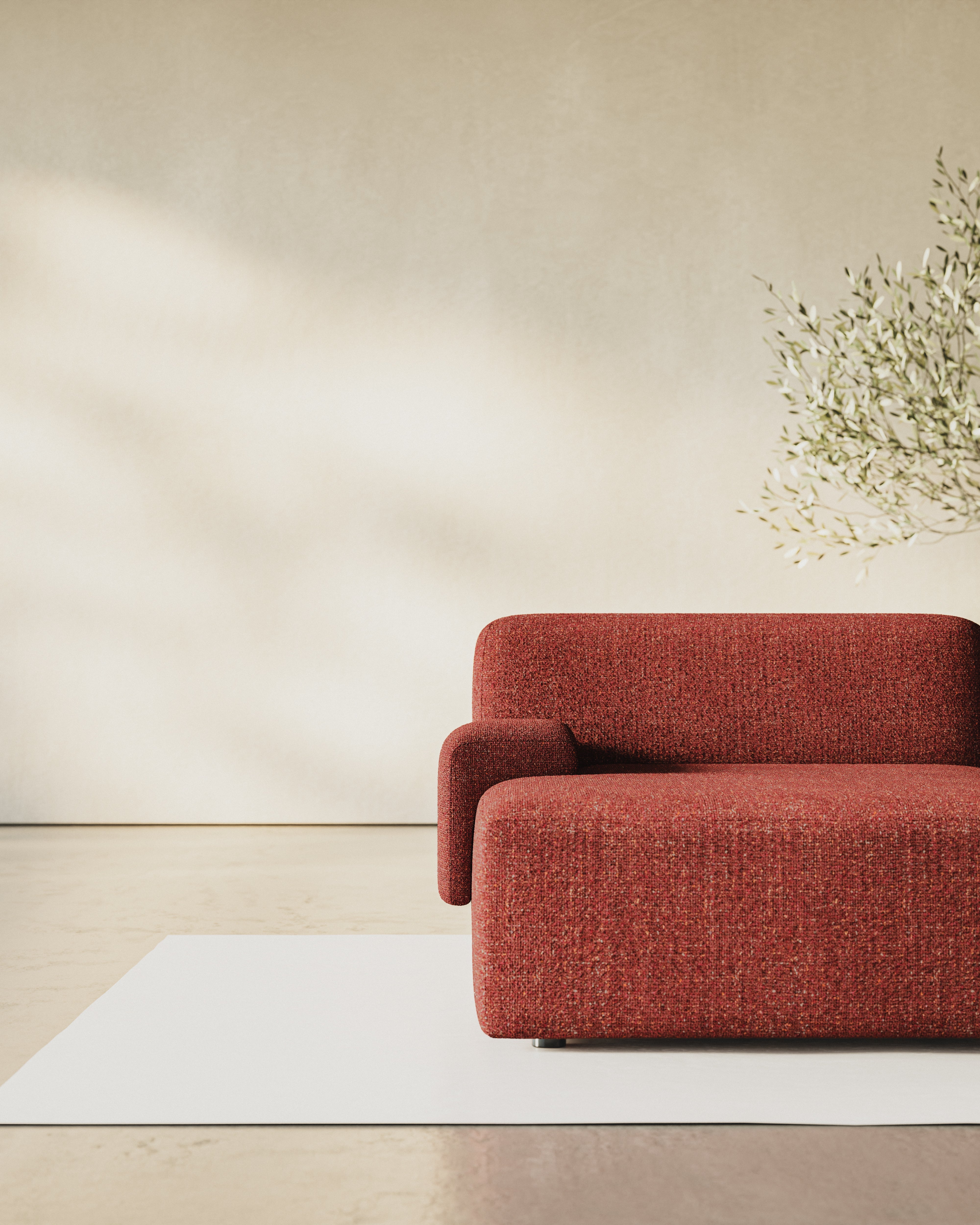 Modulární rohová sedačka pro 3 osoby UMI kaštanově červená