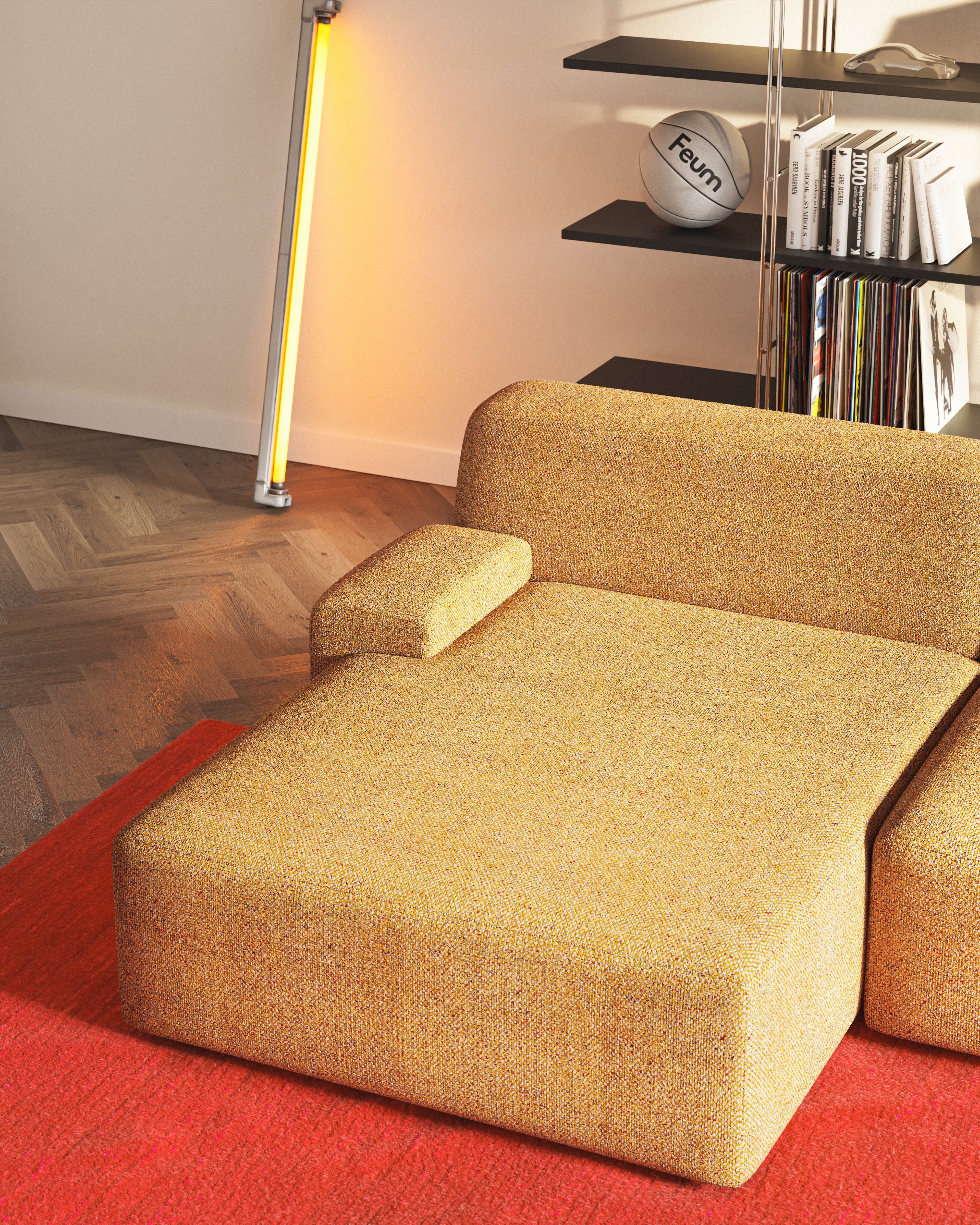 Modulární rohová pohovka otevřená levá UMI podzimní oranžová