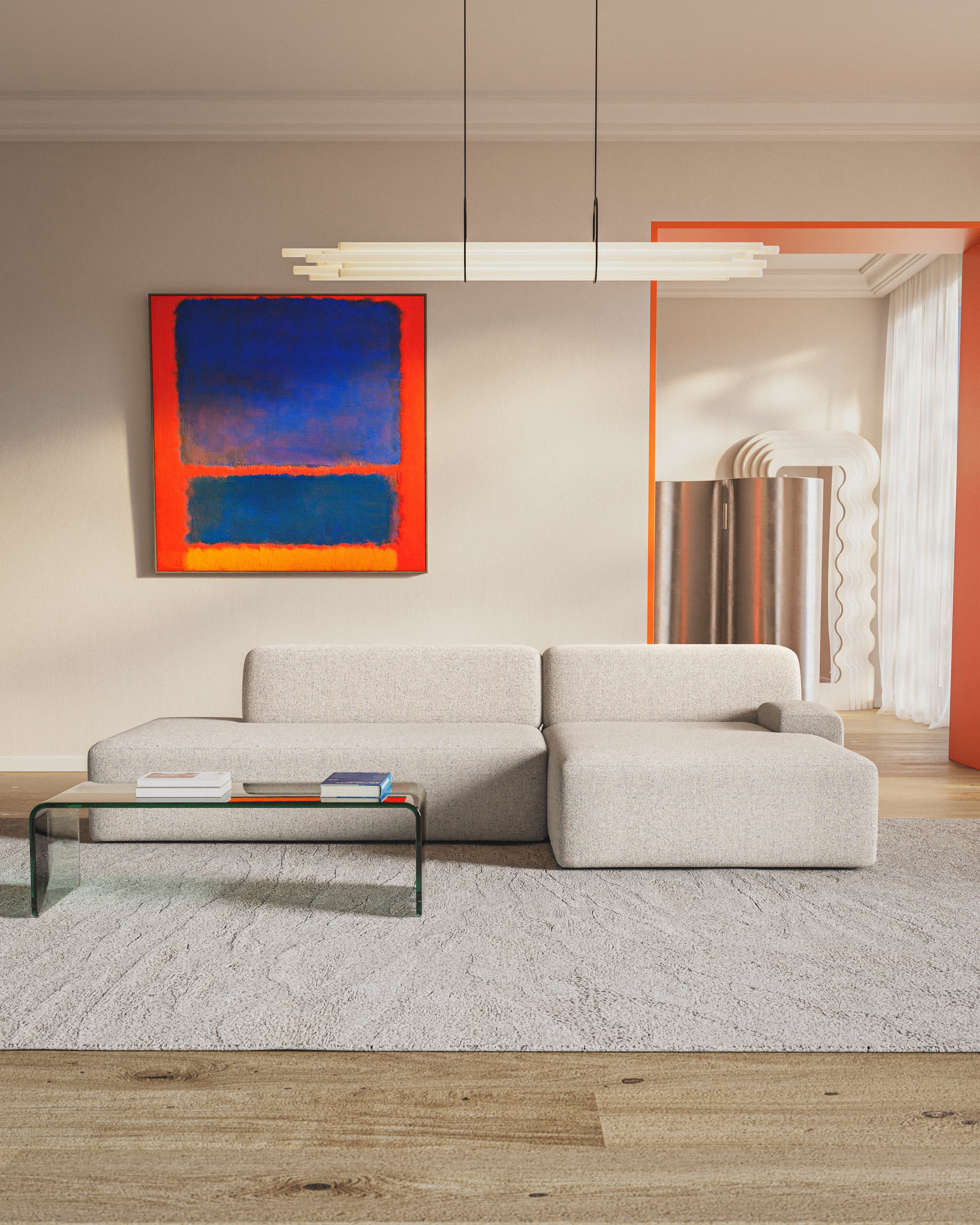 Otevřený pravý modulární roh UMI béžový