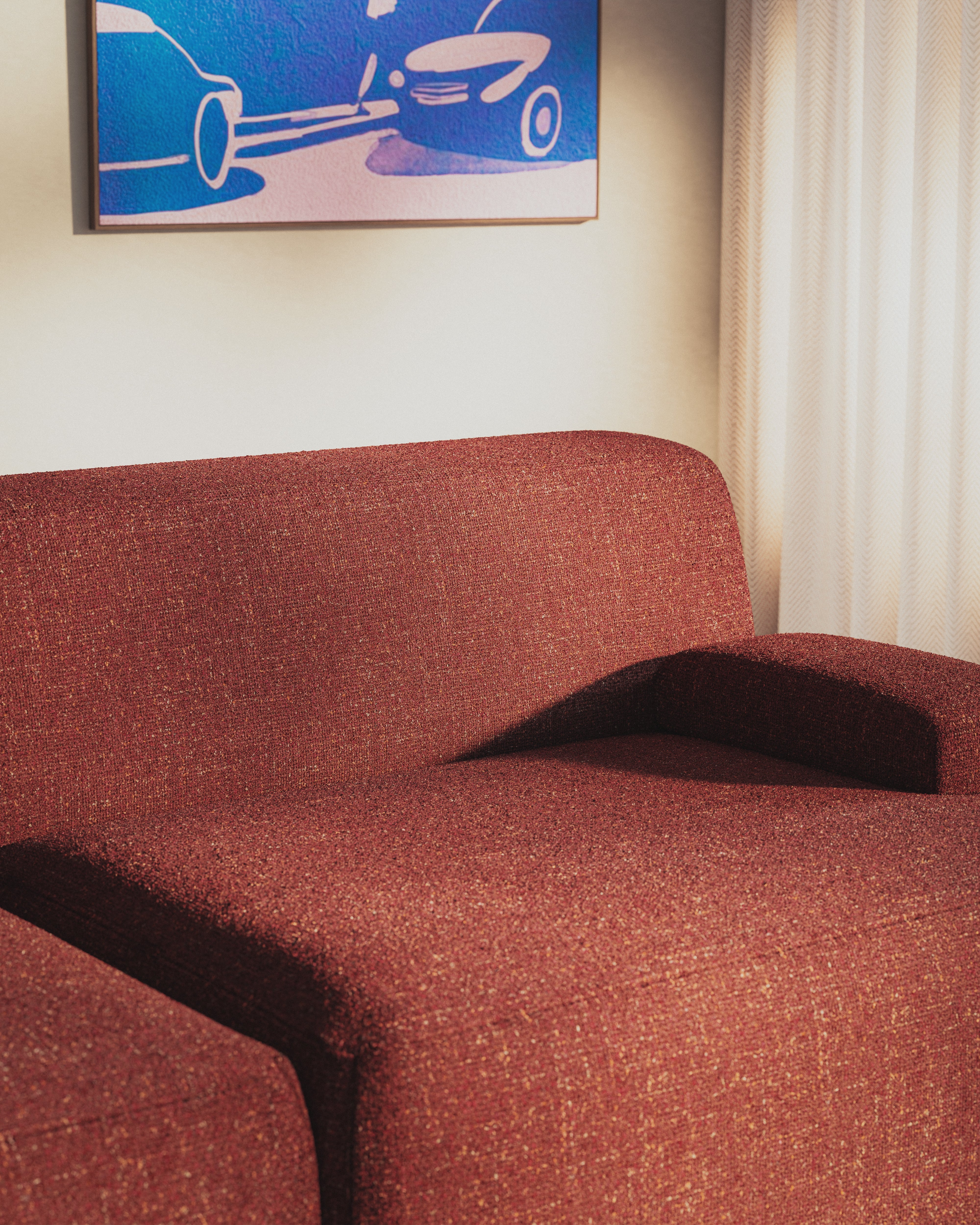 Modulární pohovka pro 2 osoby UMI kaštanově červená