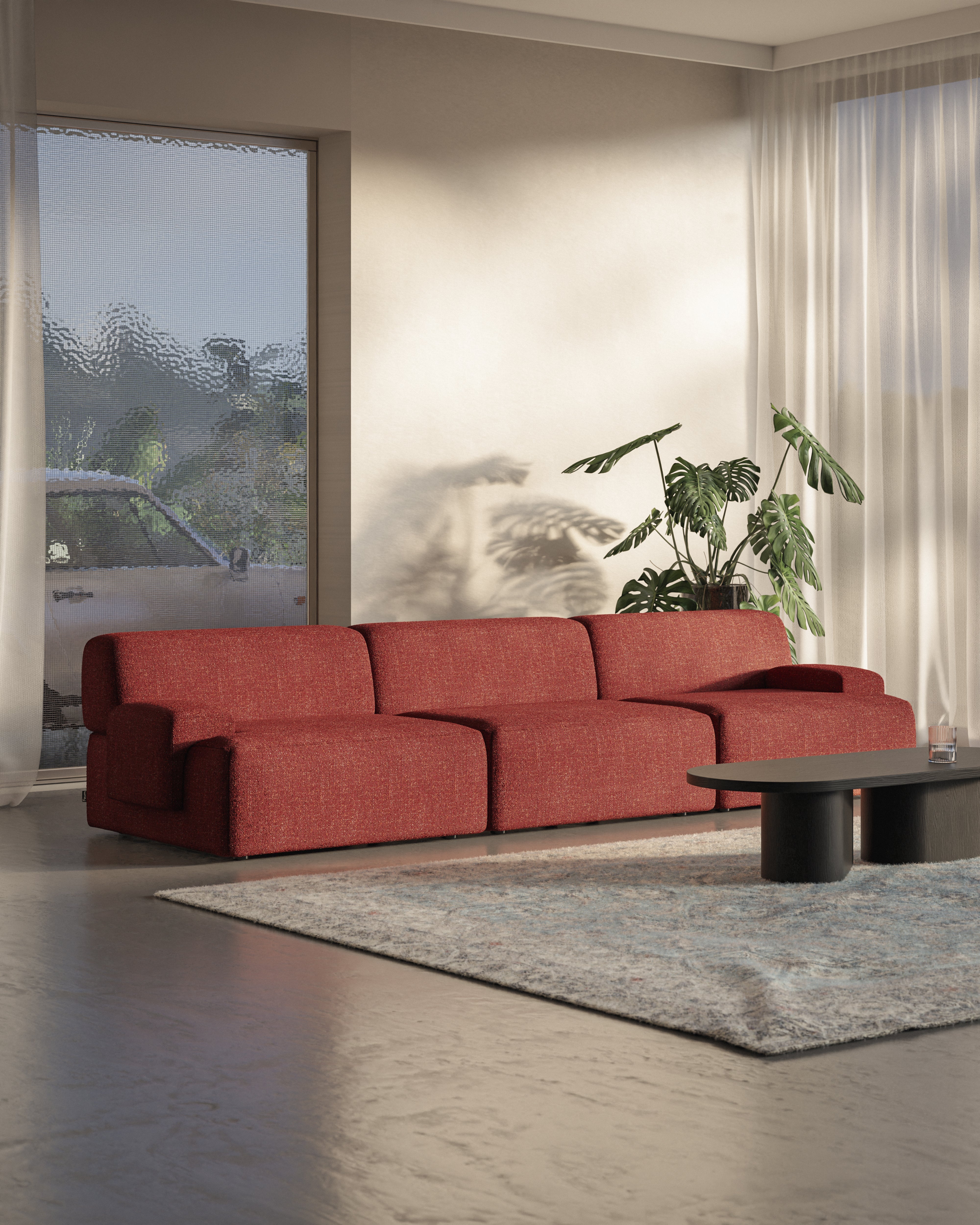 Modular 3-Seater Sofa UMI Chestnut Red