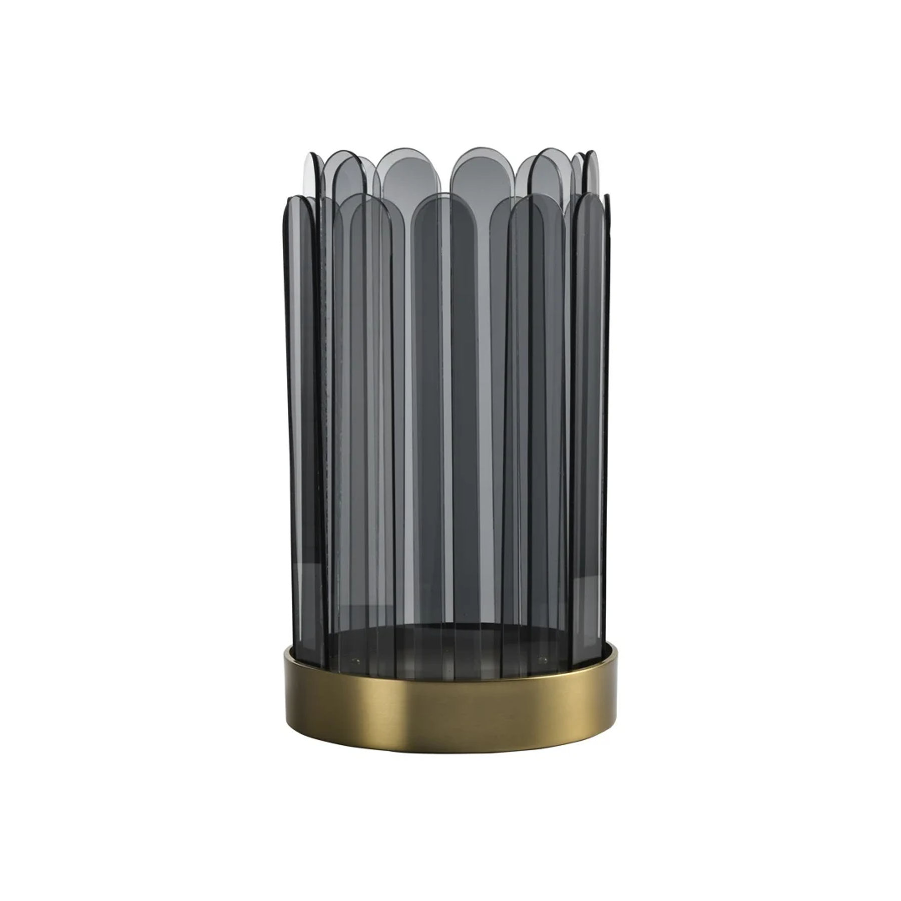 Svícen DAISEY z kouřového skla se zlatým detailem