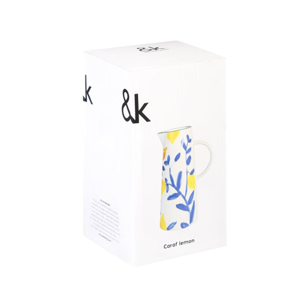 Karafka LEMON TWIG biały z żółtym i niebieskim