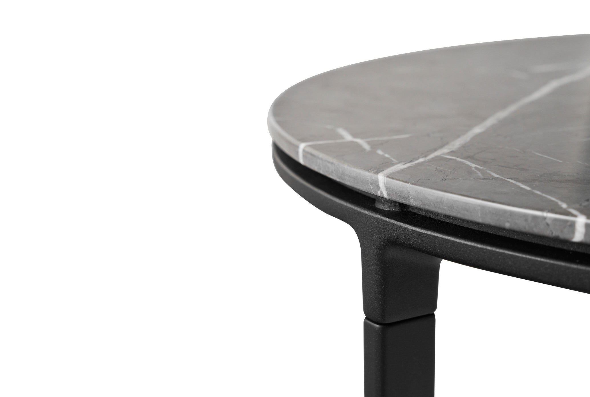 Coffee Table 423 Dark Gray Marble Top with Dark Aluminum Base