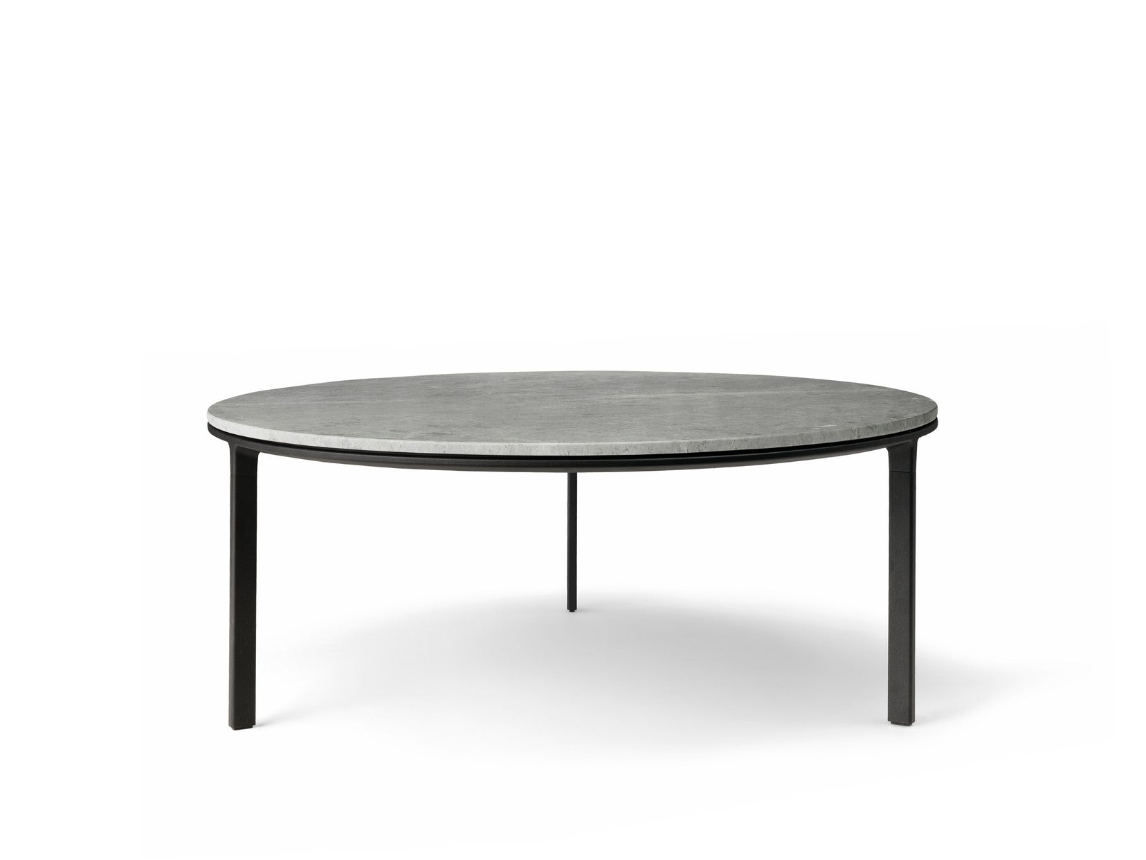 Coffee table 423 light gray marble top with dark aluminum base