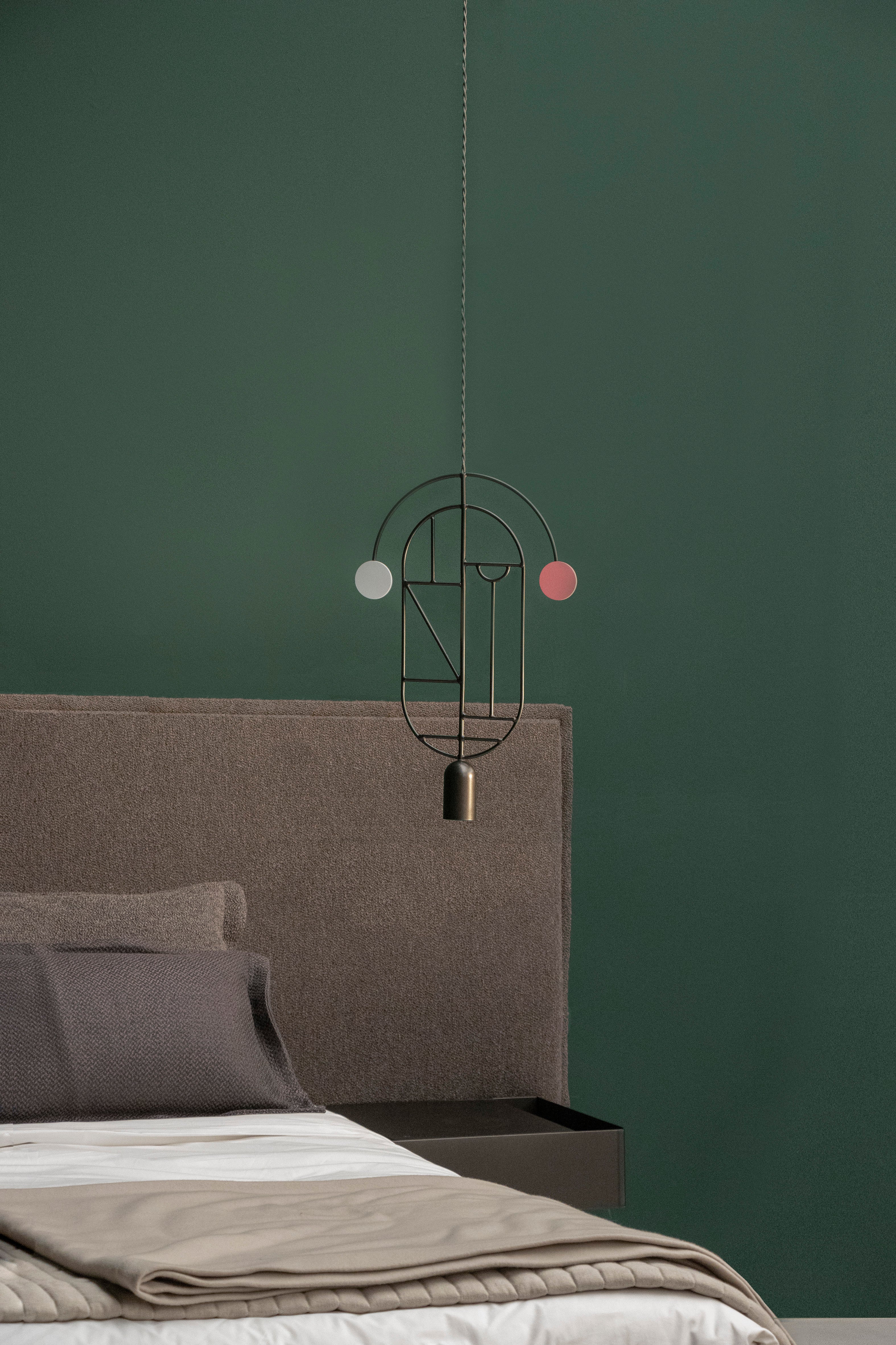 WOODEN DOTS WD07 Pendant Lamp in Graphite with Red and White
