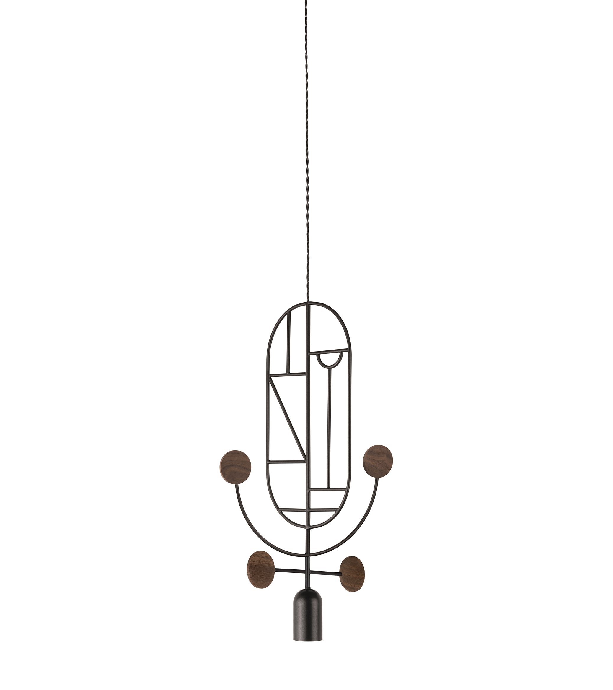Závěsná lampa WOODEN DOTS WDS05 grafitová s ořechovým dřevem