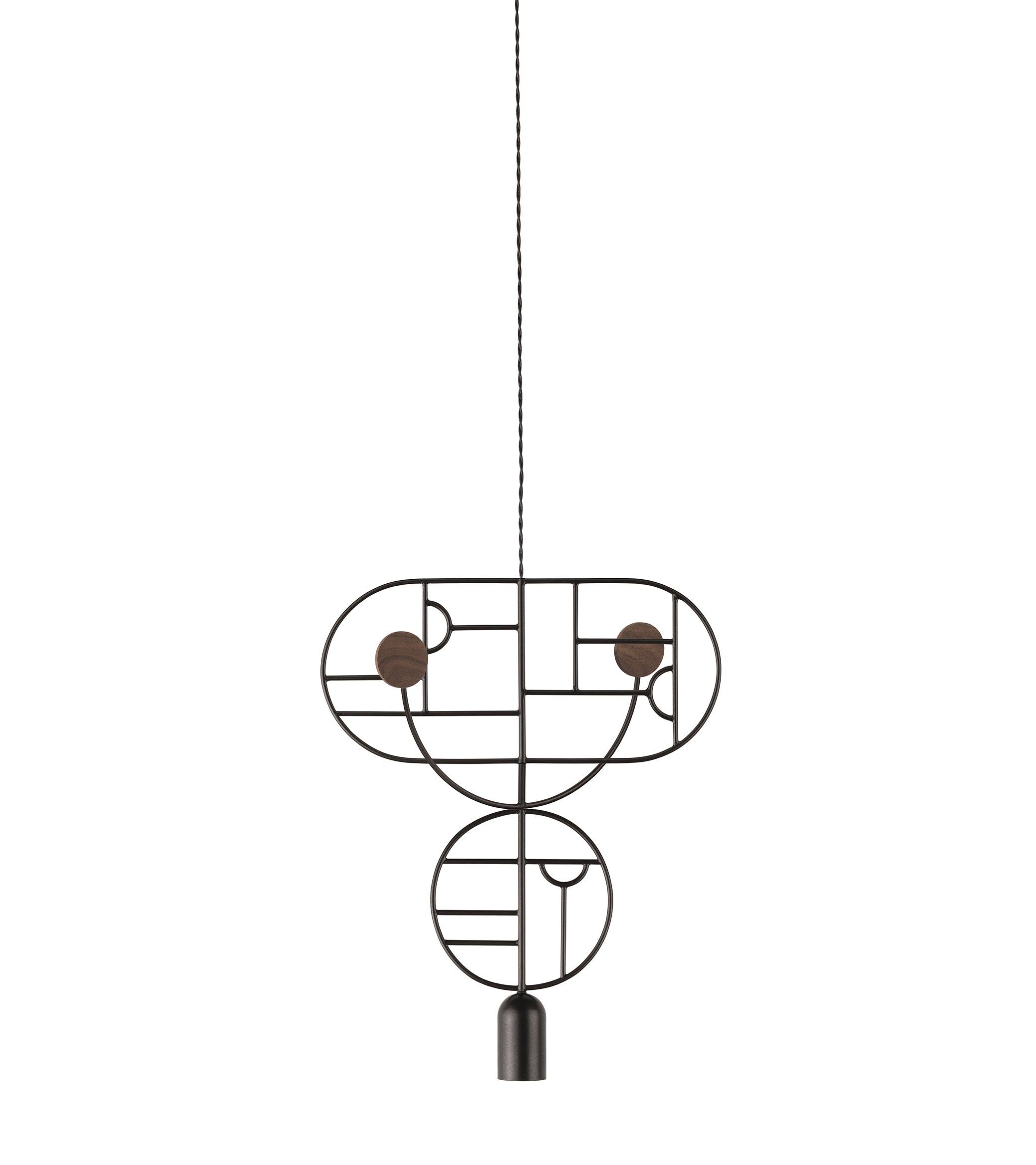 Závěsná lampa WOODEN DOTS WDS07 grafitová s ořechovým dřevem