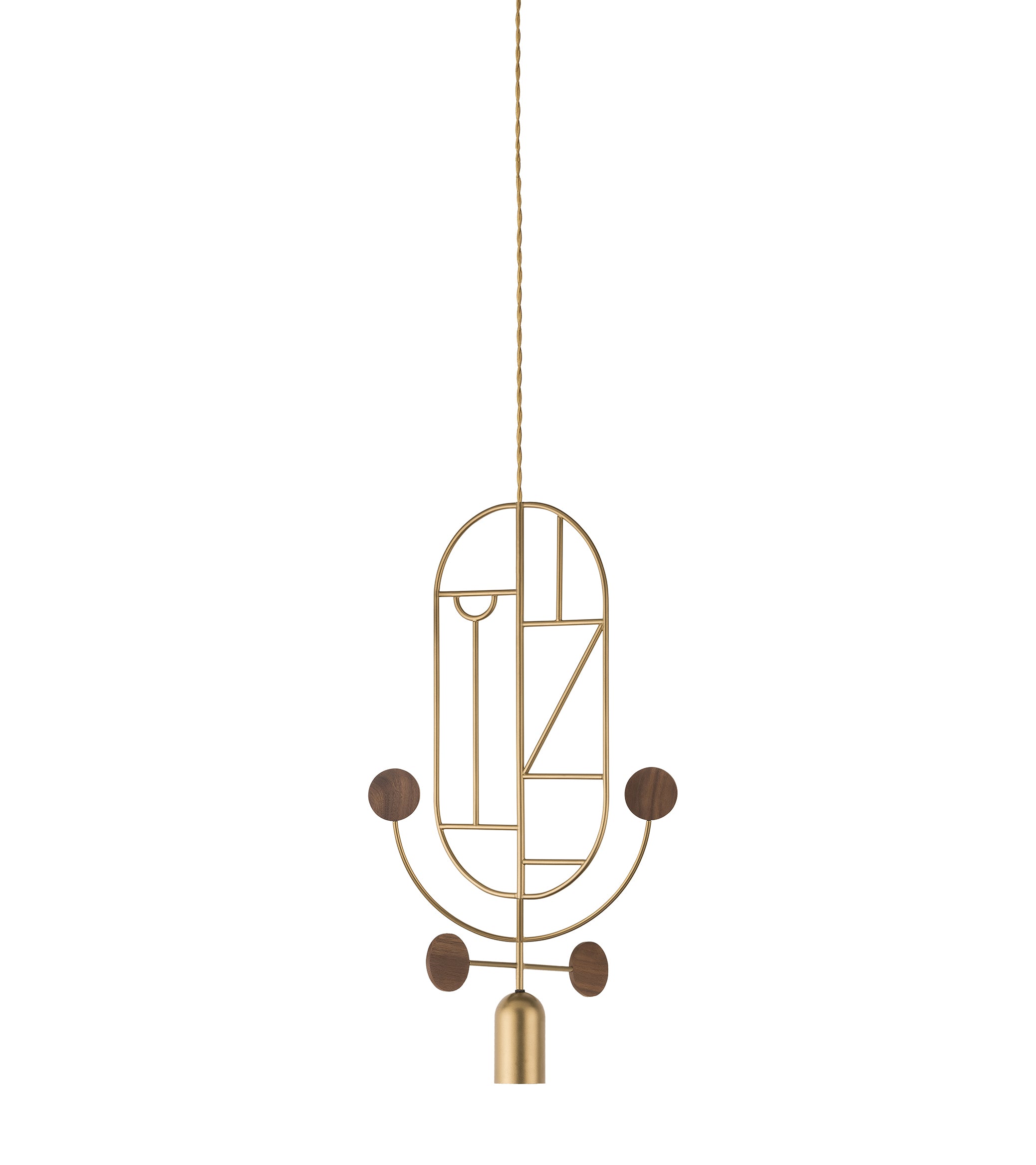 WOODEN DOTS WDS05 Pendant Lamp in Brass with Walnut Wood