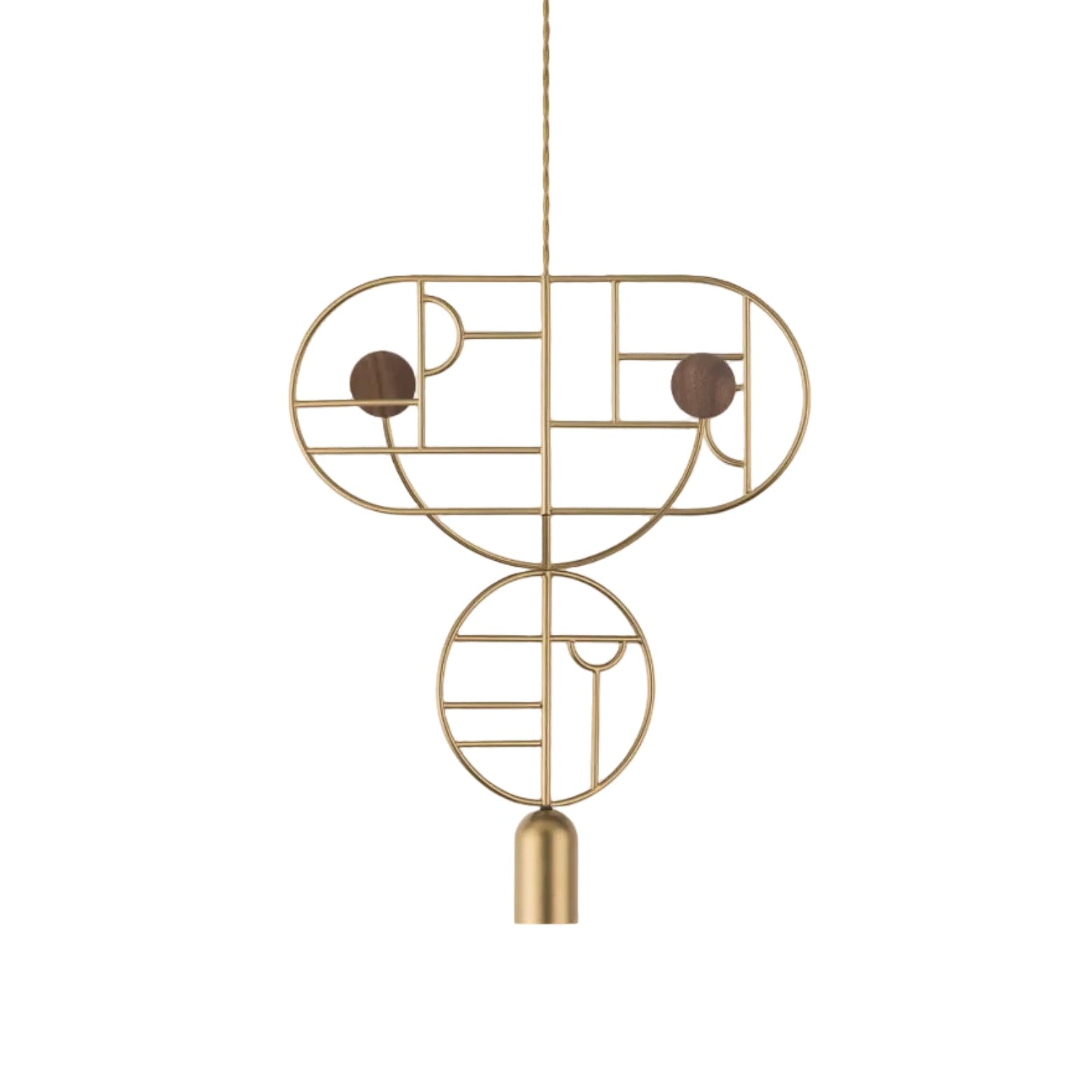 WOODEN DOTS WDS07 Pendant Lamp in Brass with Walnut Wood