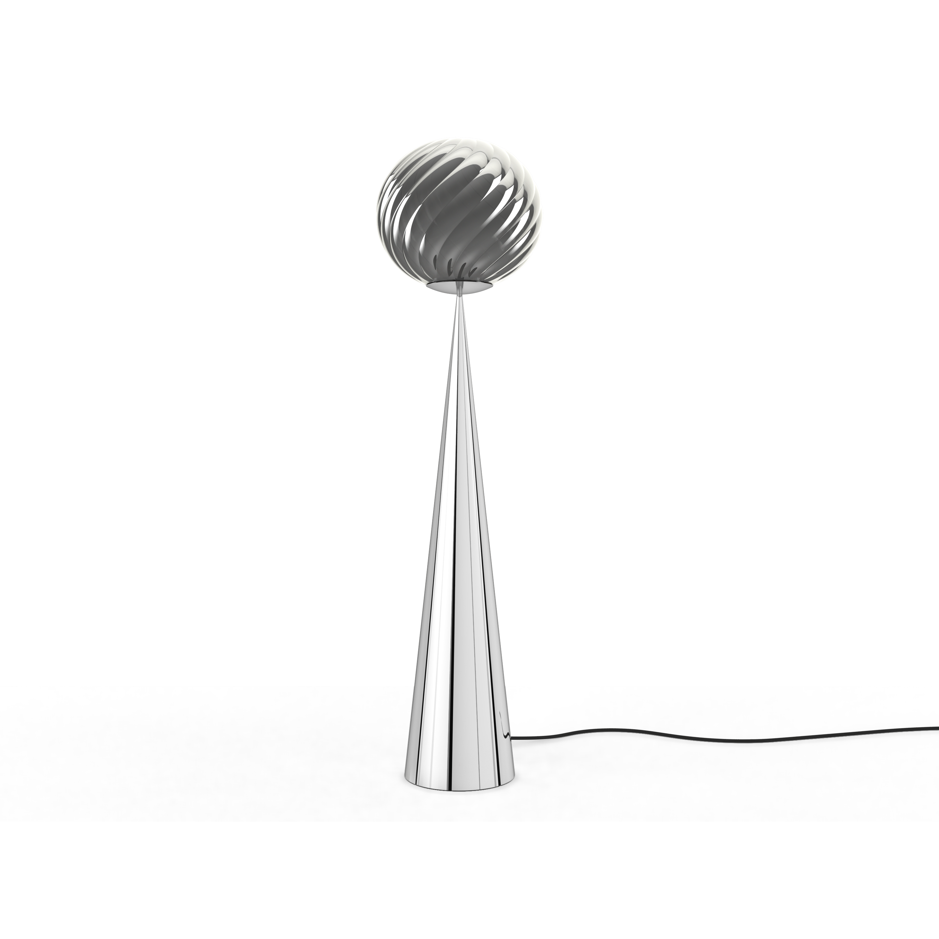 WHIRL FAT CONE Silver Floor Lamp with Silver Base