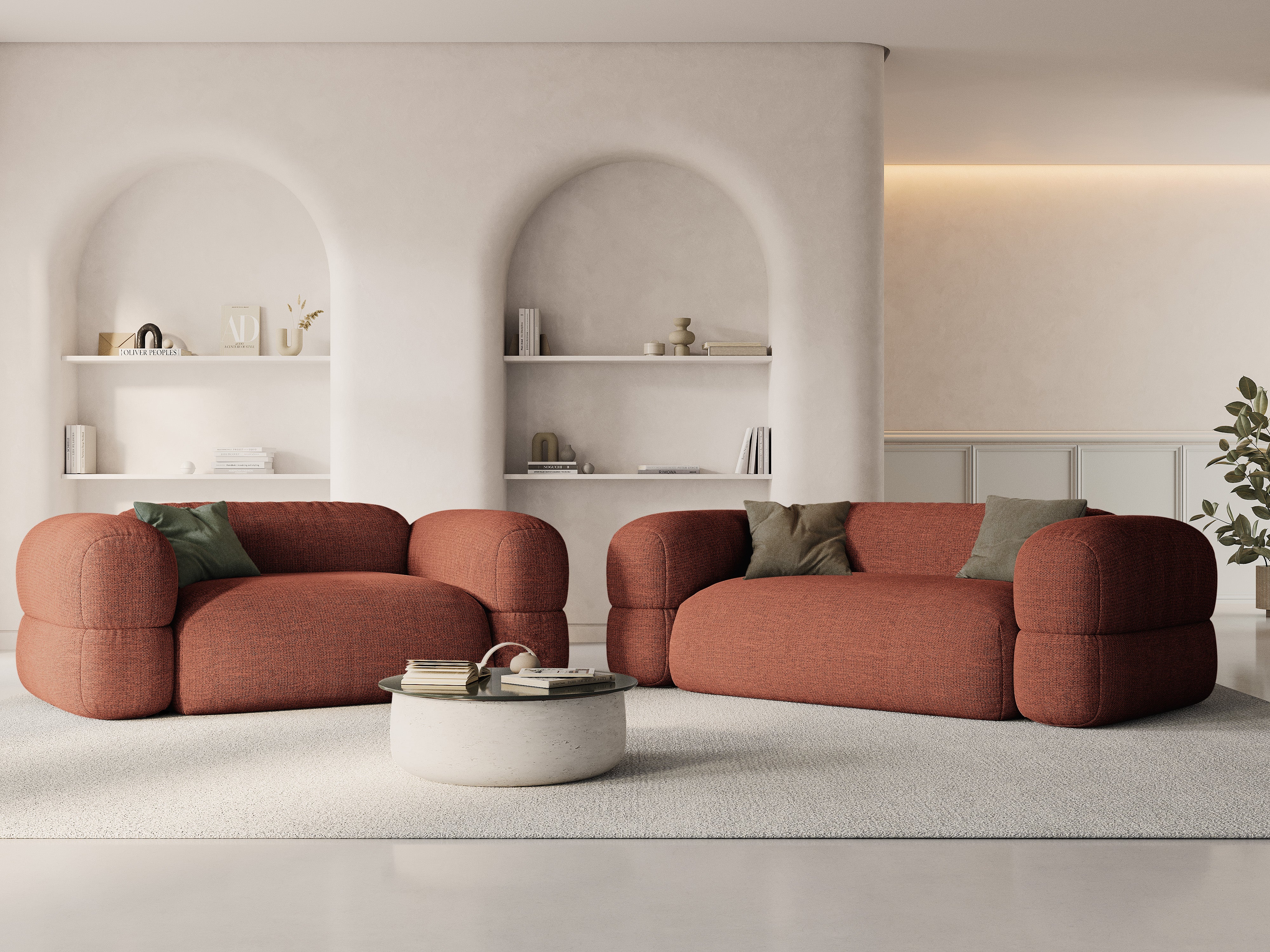 2-seater Sofa ROGER coral chenille