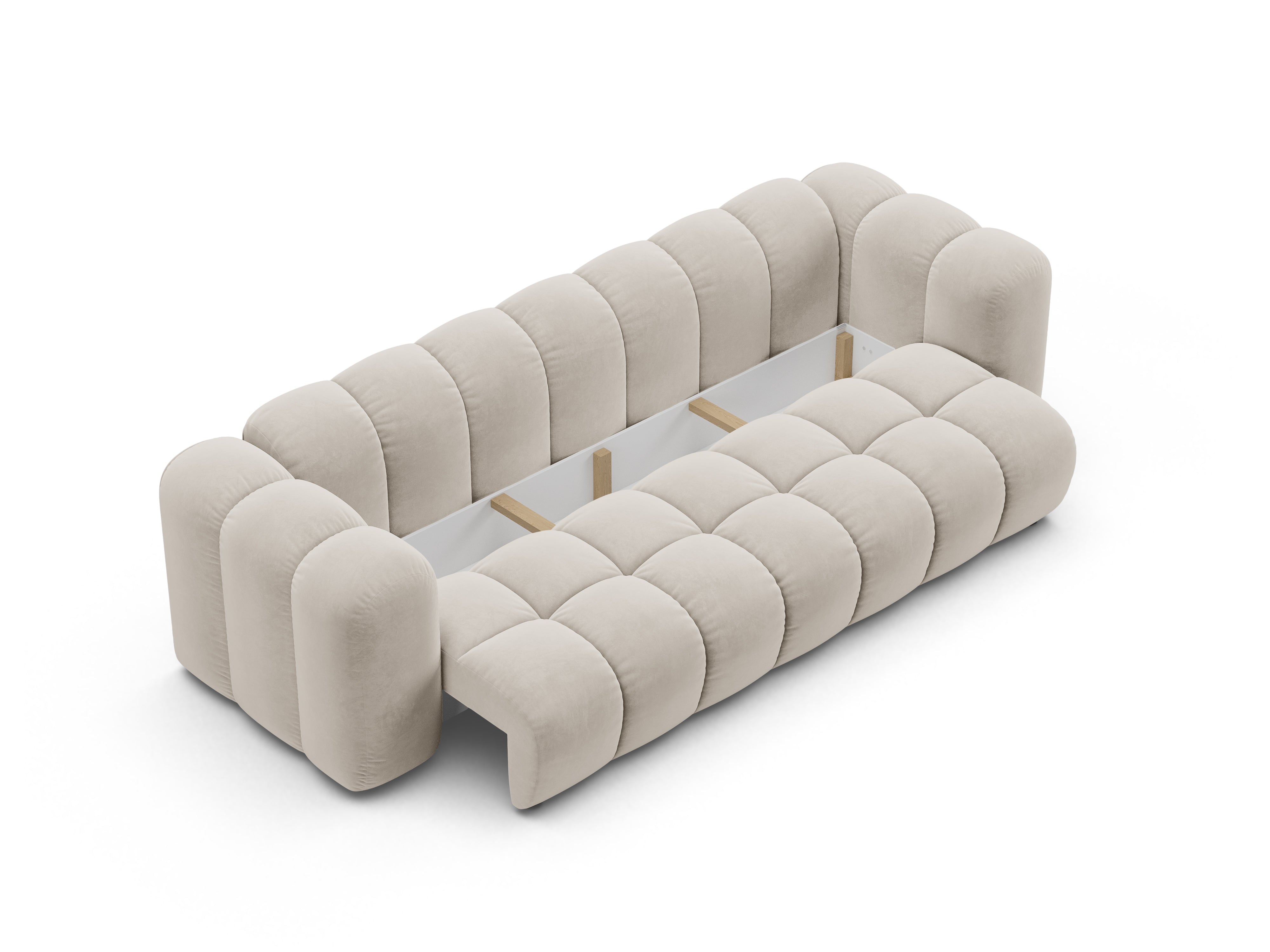Velvet sofa with sleeping function ASTRO ecru