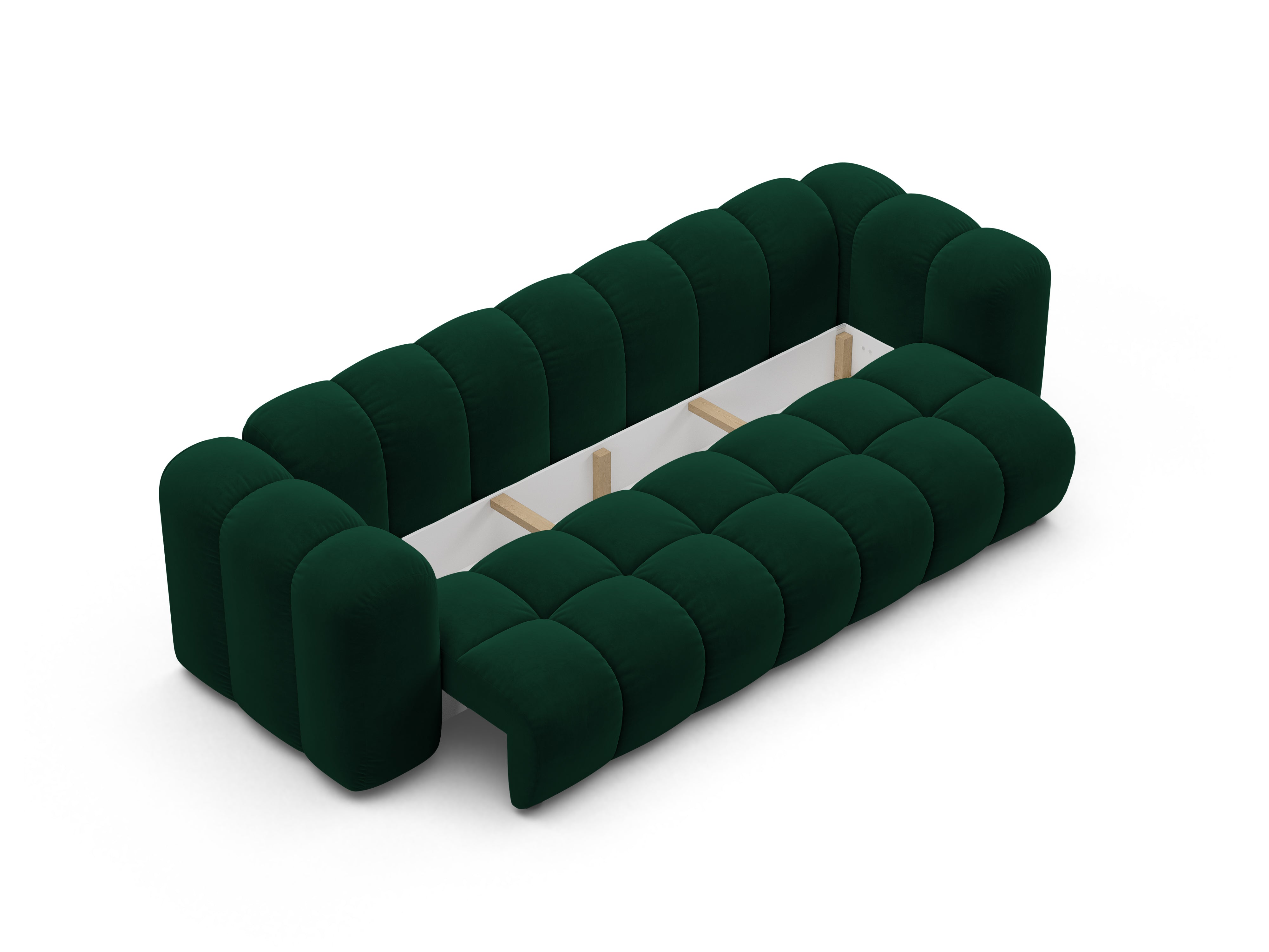 Sofa sametová s funkcí spaní ASTRO lahvově zelená