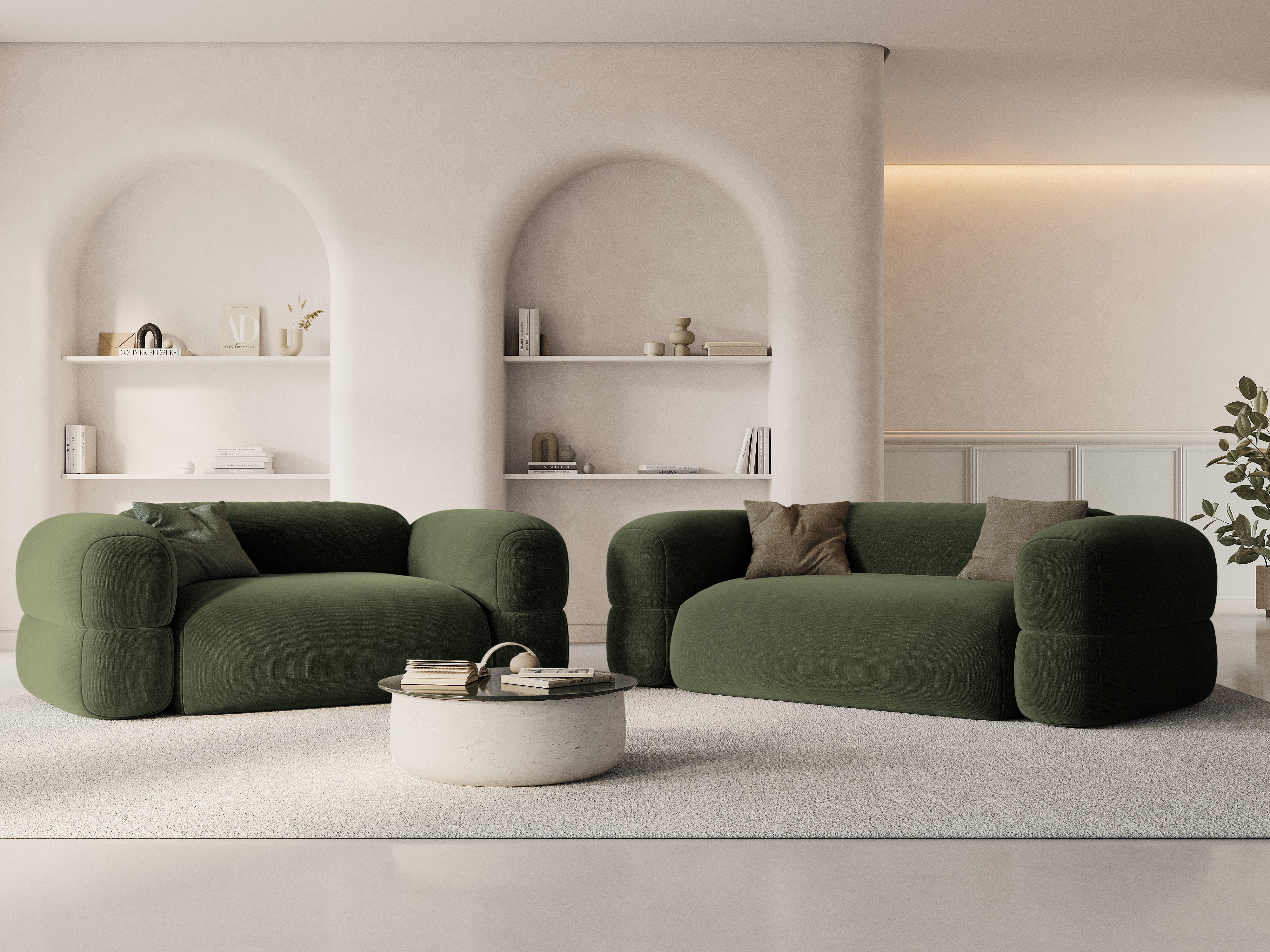 Sofa sametová 3-osobová ROGER olivová