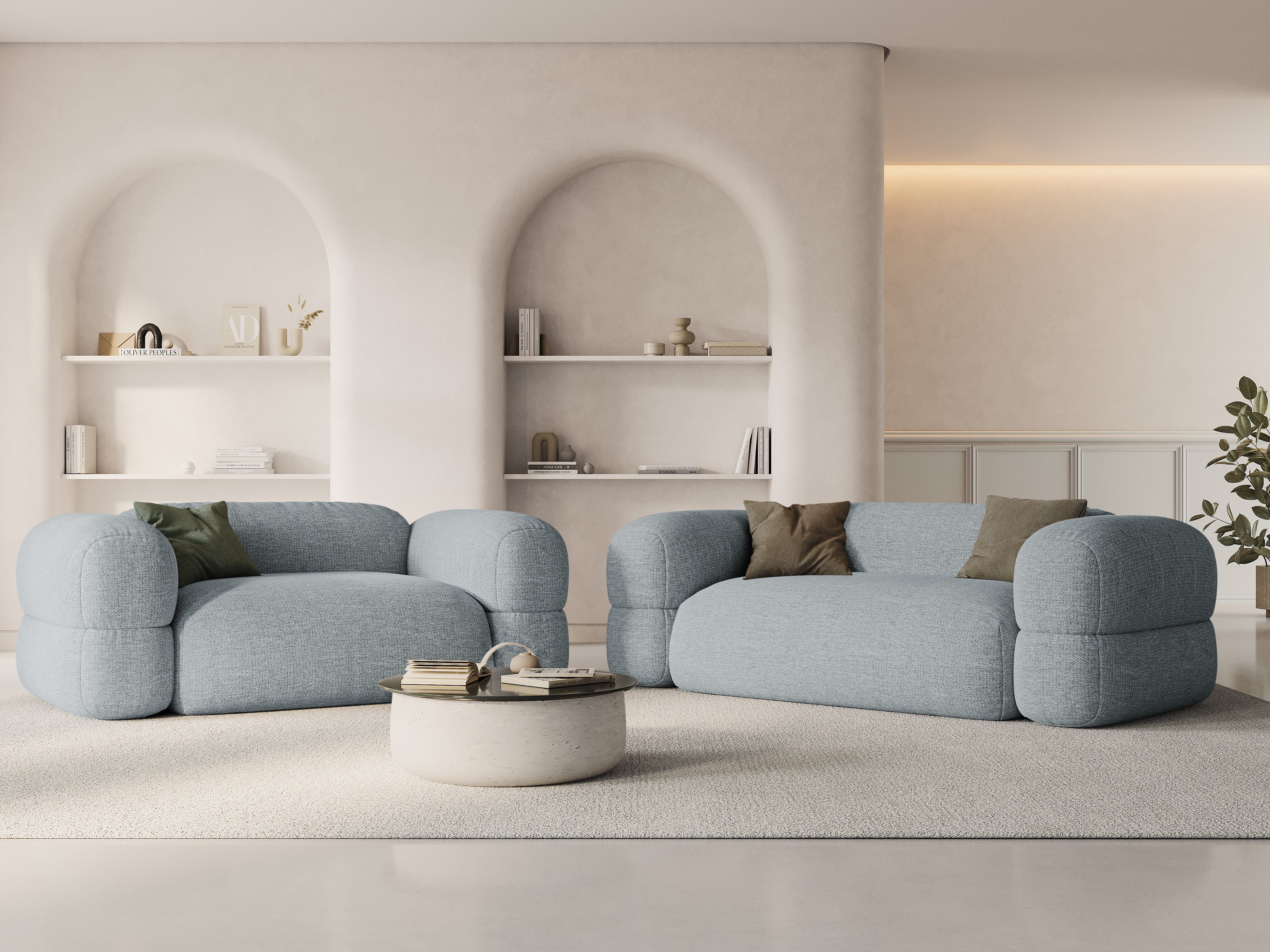 3-seater Sofa ROGER blue chenille