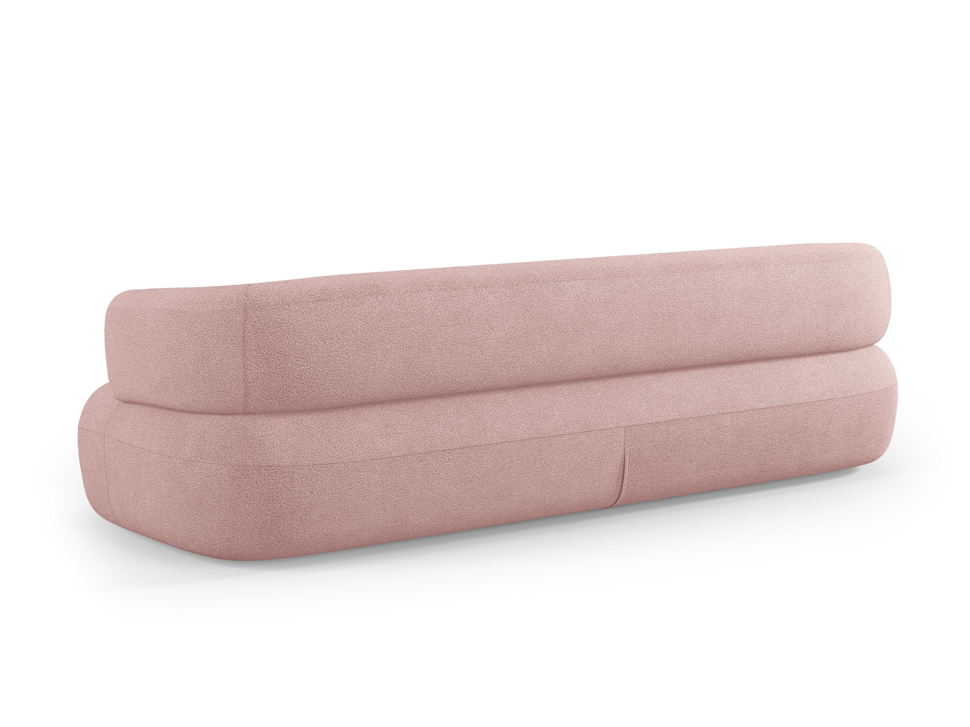 Sofa pro 3-4 osoby ALDRIN v pudrově růžovém bouclé.