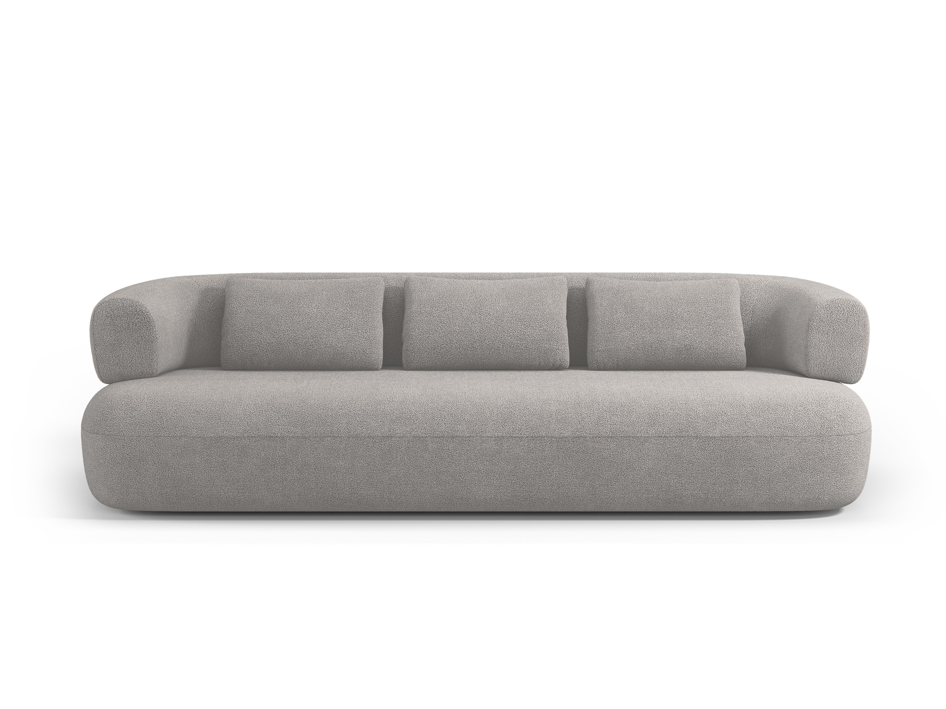 Sofa pro 3-4 osoby ALDRIN v jasně šedém bouclé.