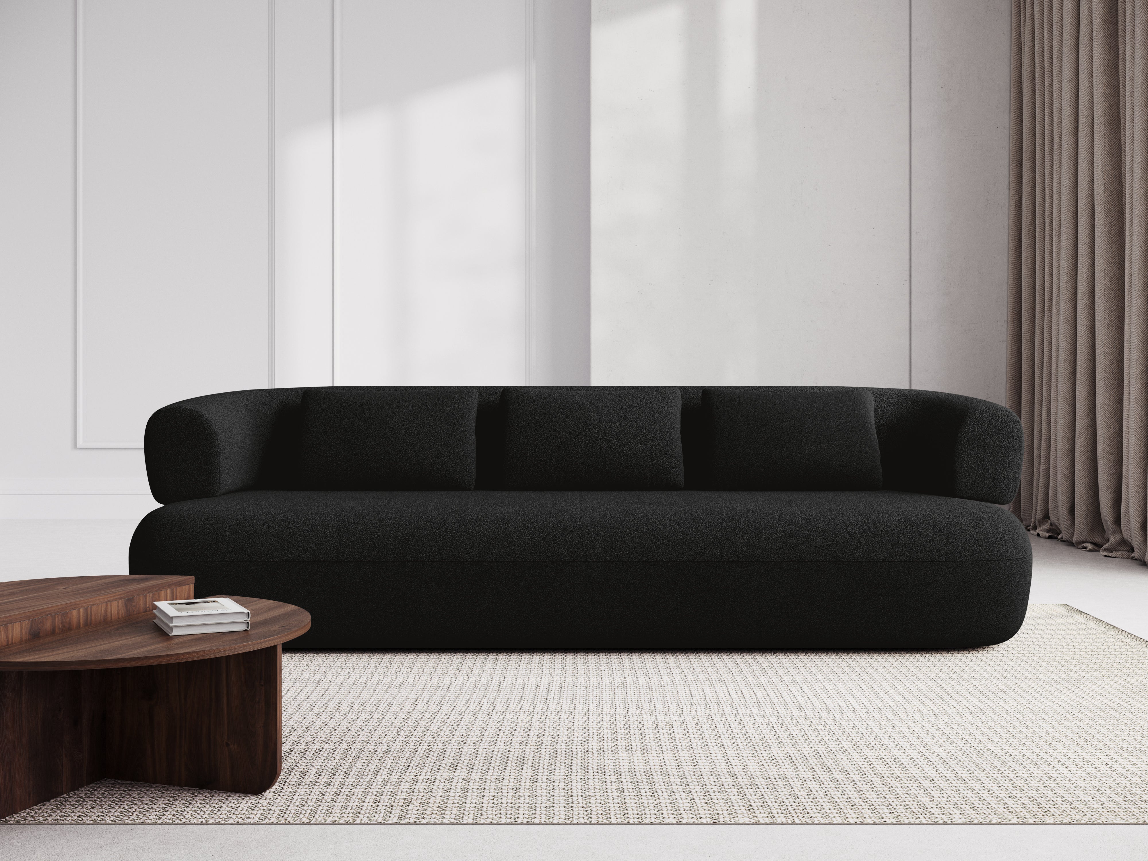 Sofa pro 3,5 osoby ALDRIN černý boucle