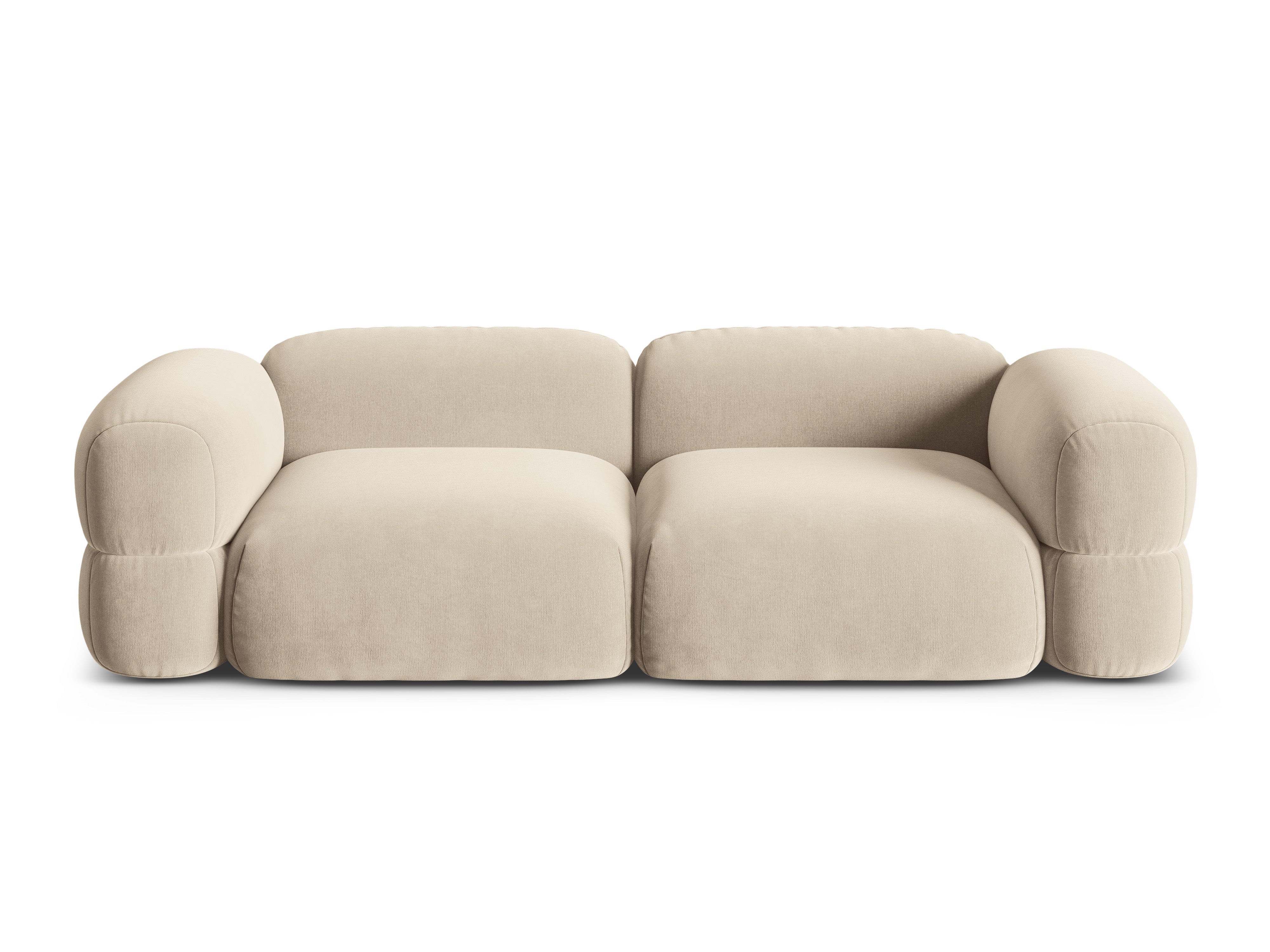 Velvet sofa for 4 people ROGER light beige