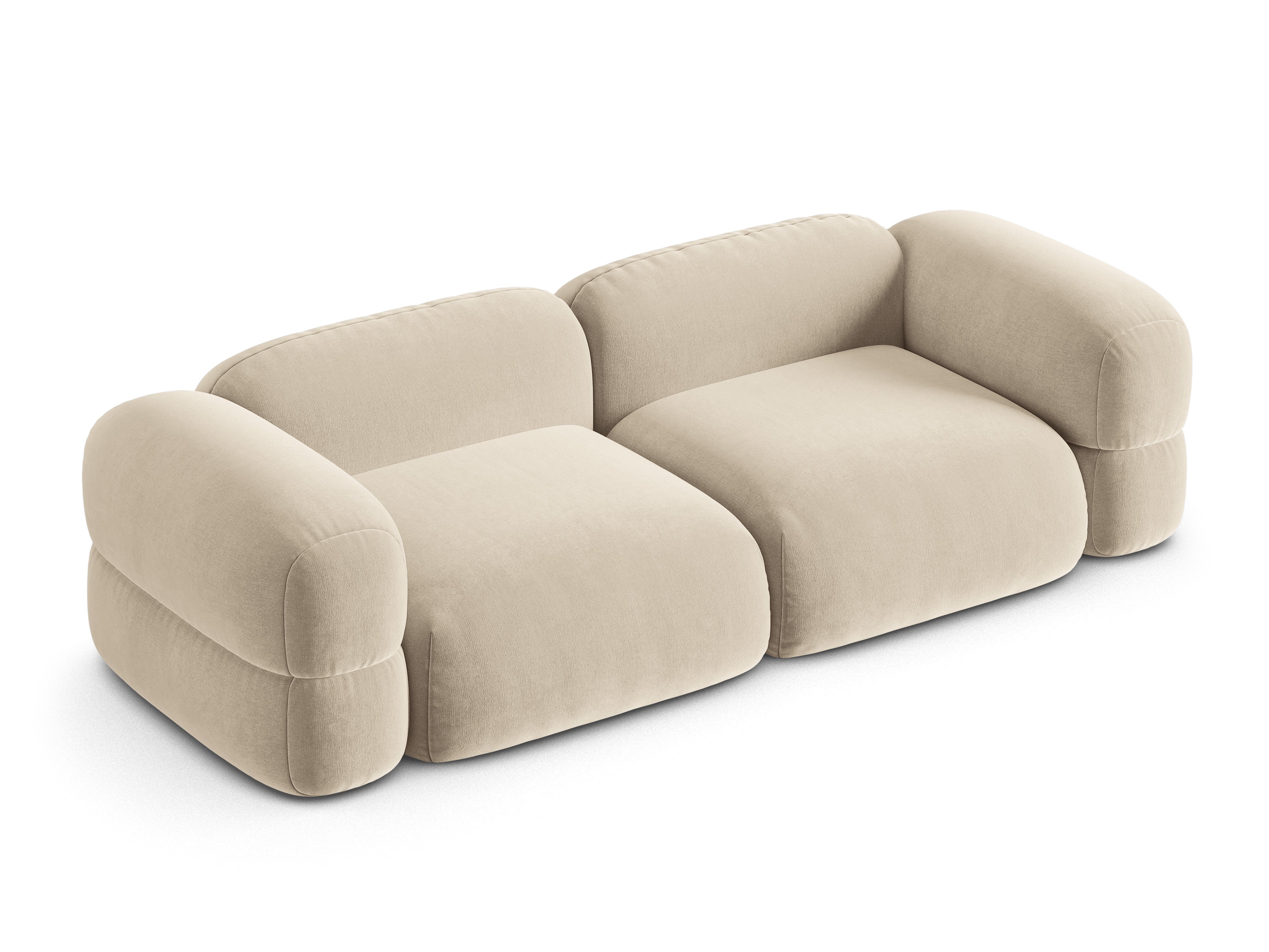 Velvet sofa for 4 people ROGER light beige
