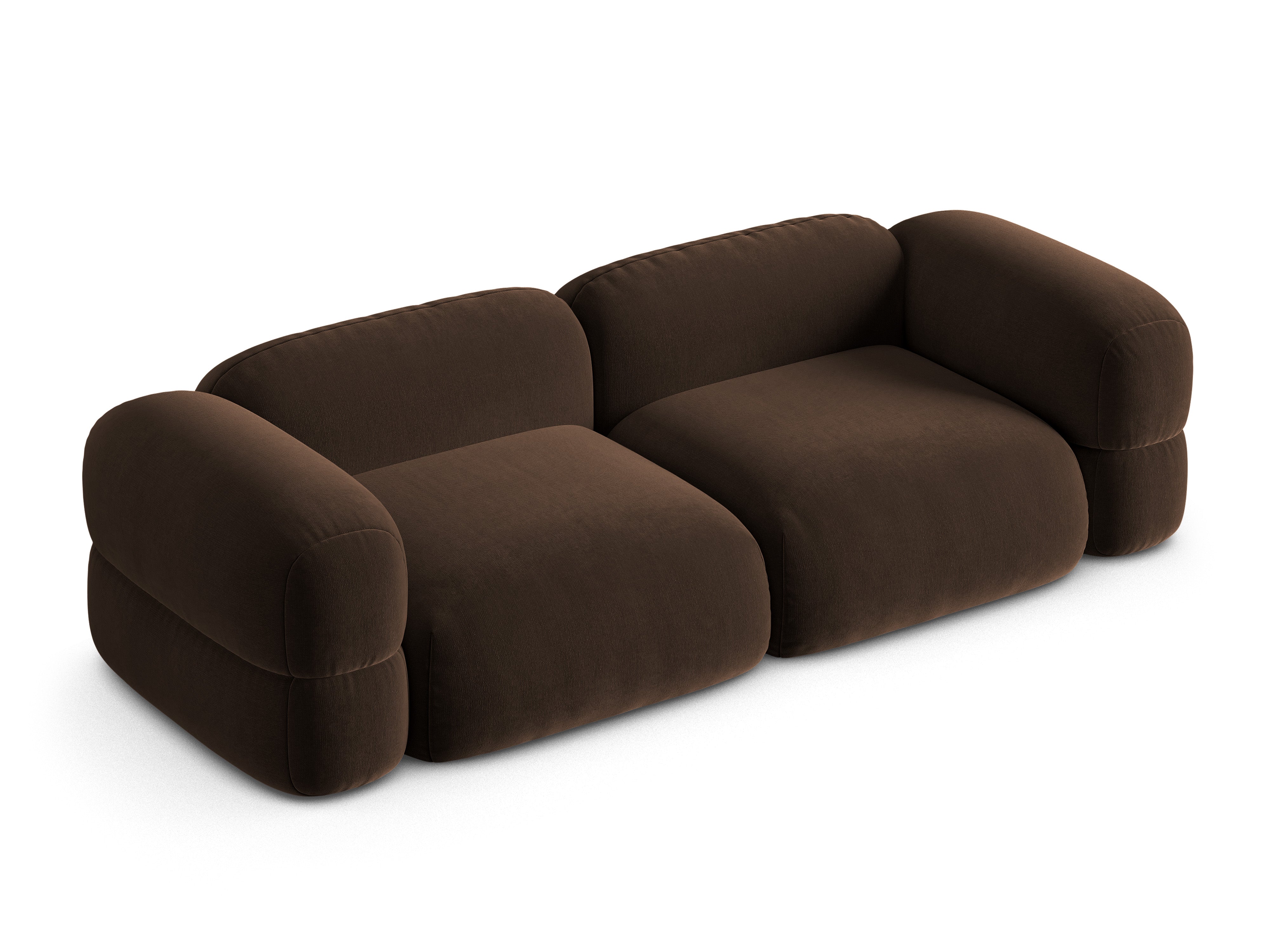 Velvet sofa for 4 people ROGER chocolate