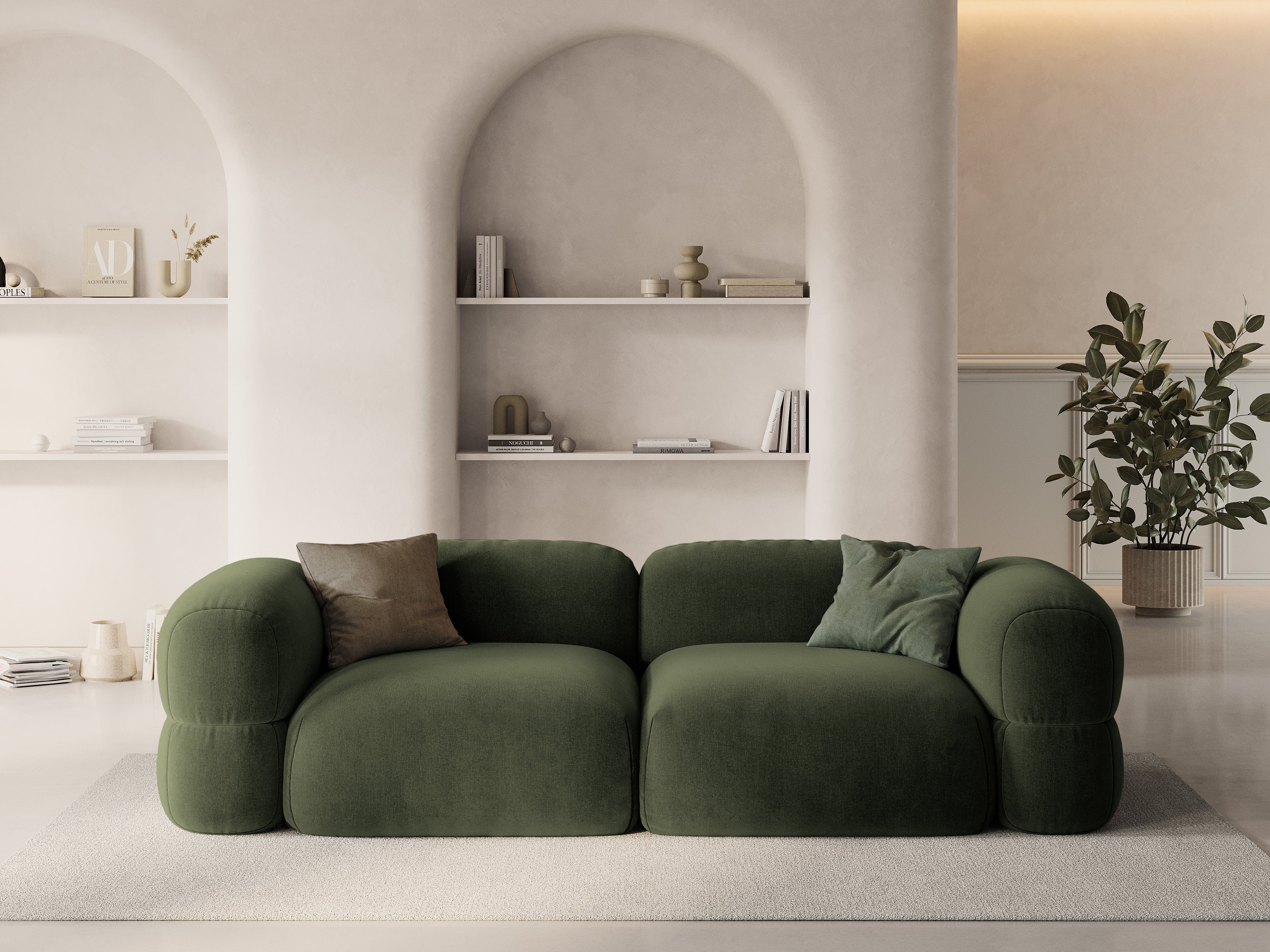 Velvet sofa for 4 people ROGER olive