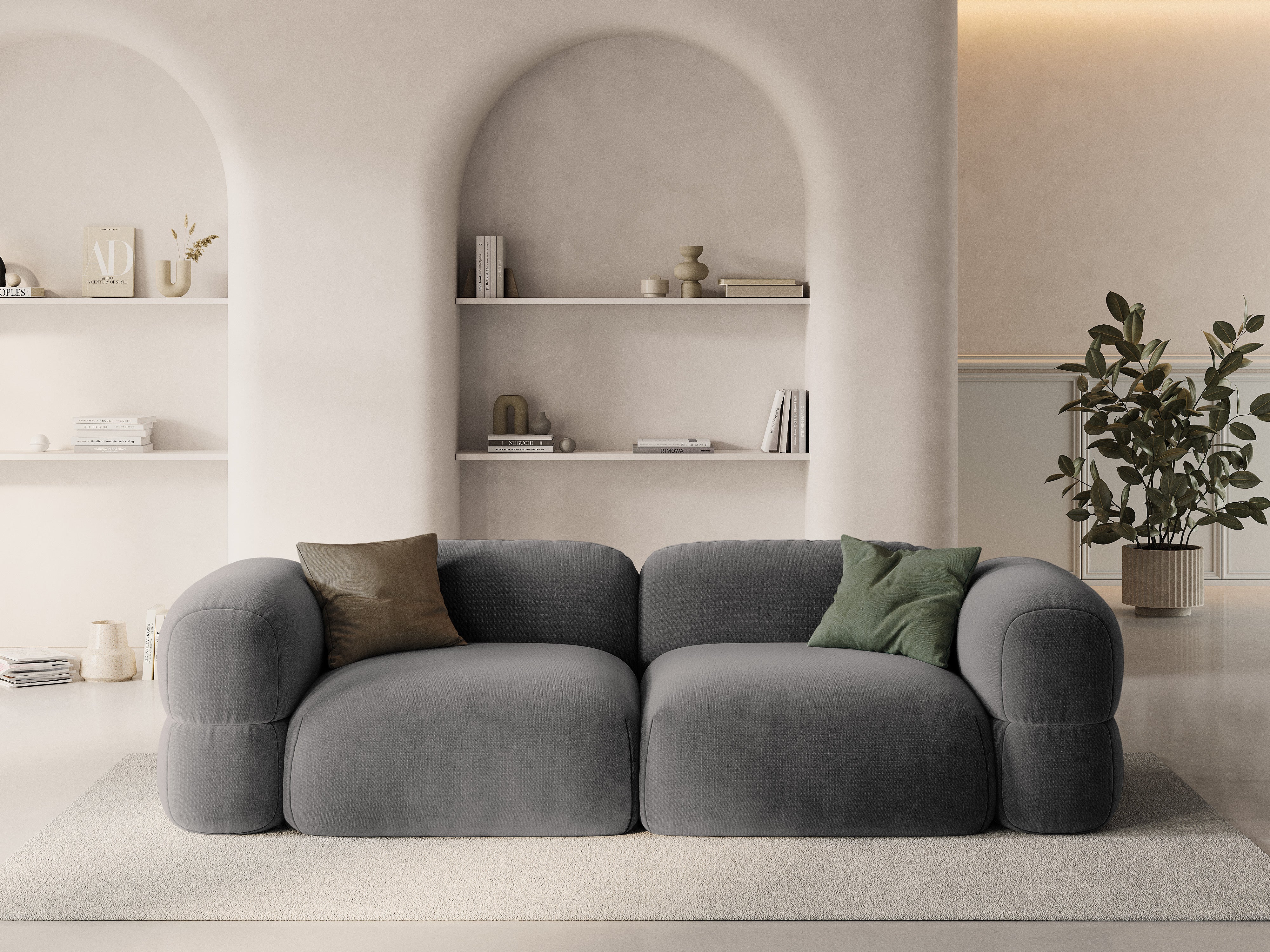 Sofa sametová 4-osobová ROGER šedá