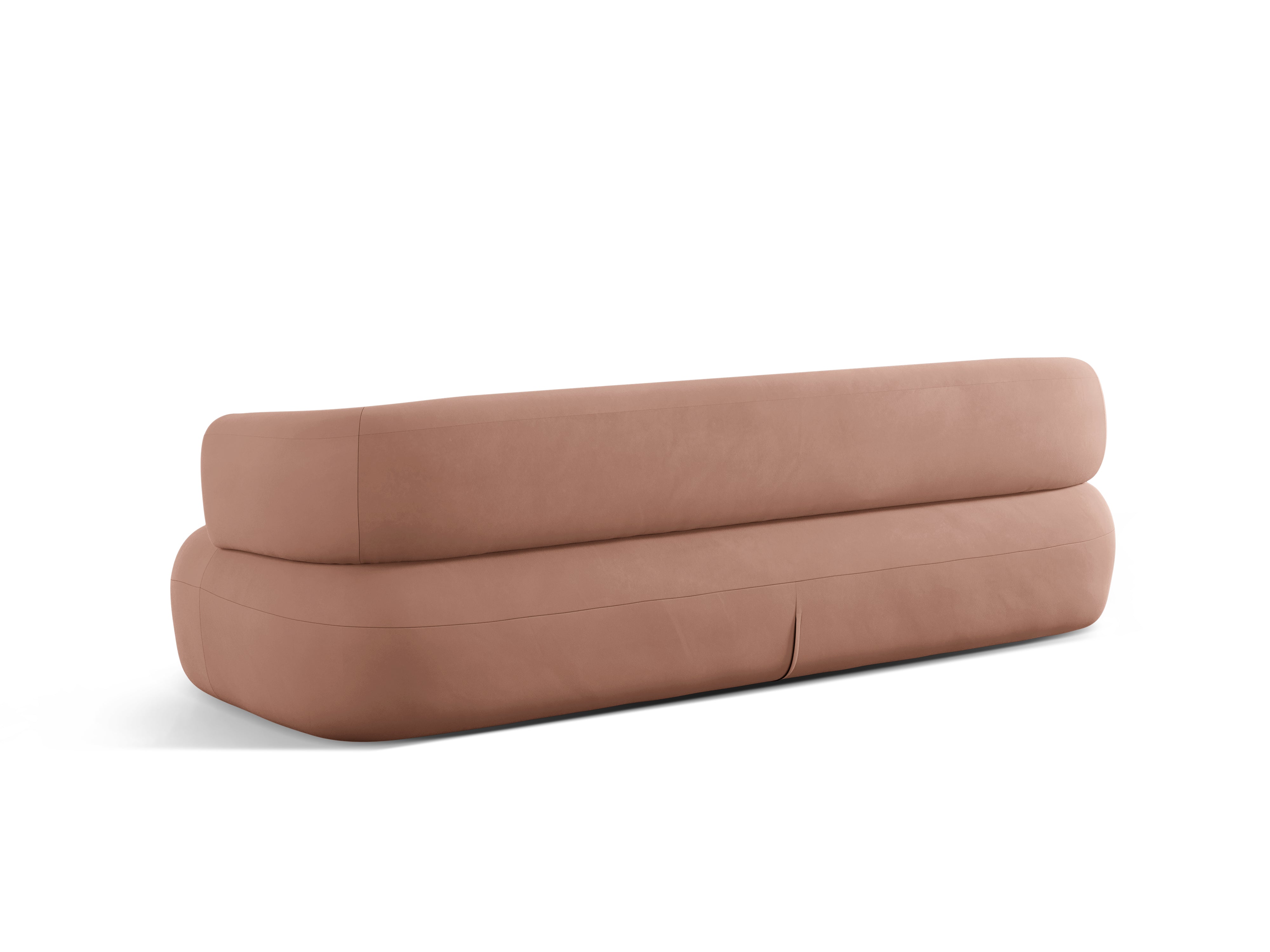 Sofa z aksamitného materiálu pro 4 osoby ALDRIN v růžové barvě