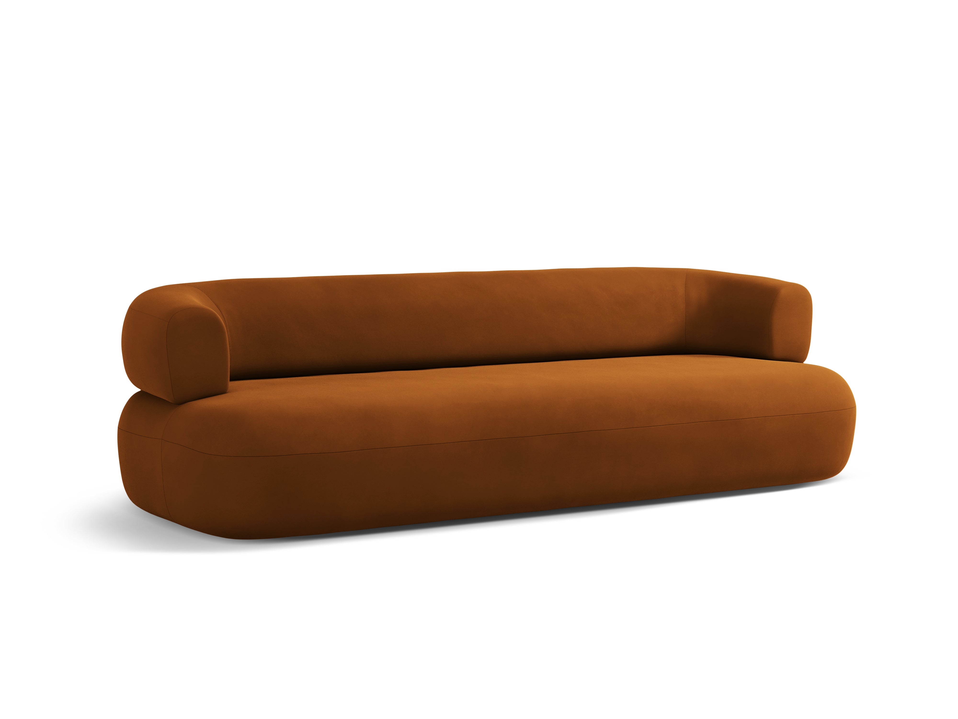 Sofa z aksamitné látky pro 4 osoby ALDRIN v cihlové barvě
