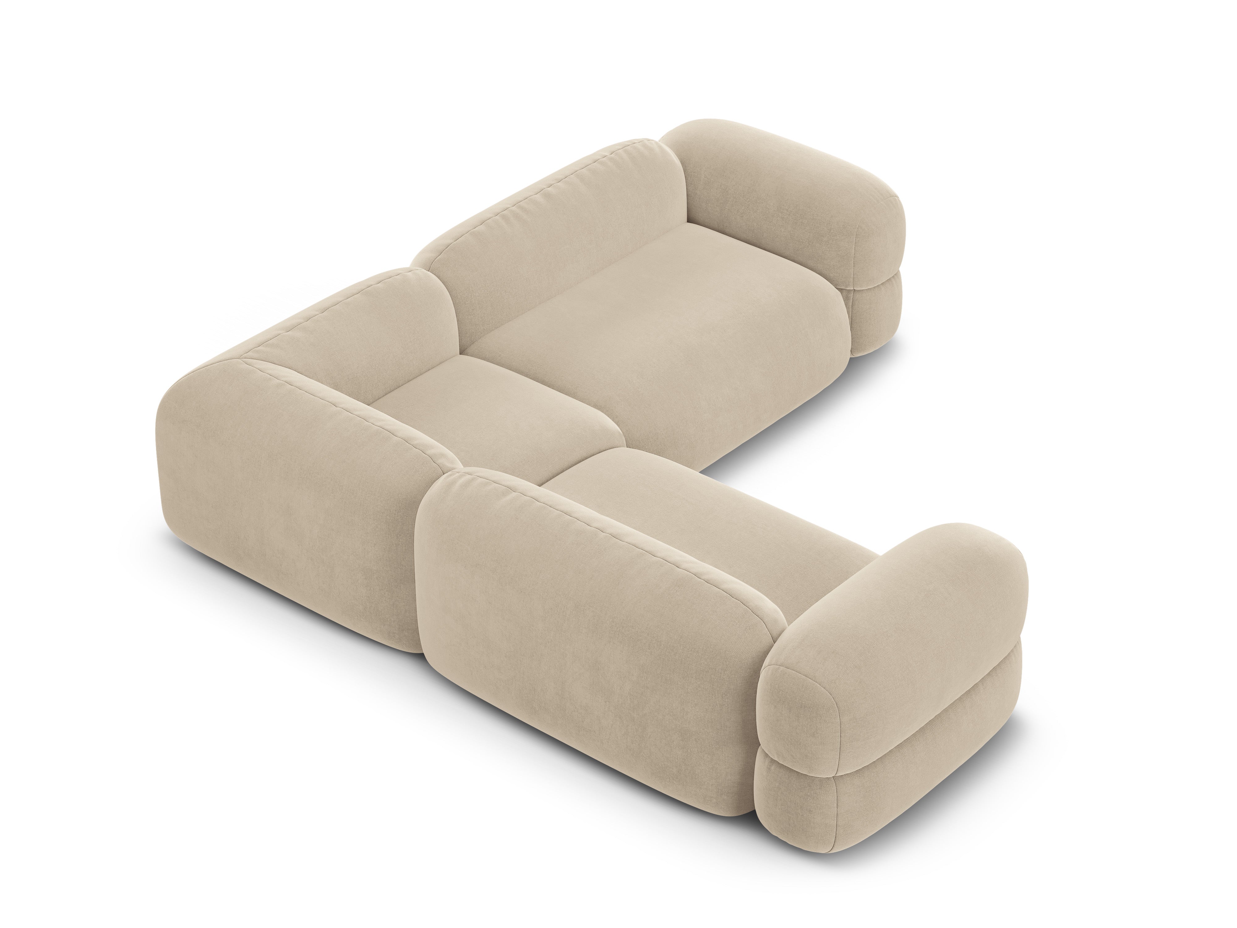Symmetrical Velvet Corner Sofa ROGER Light Beige