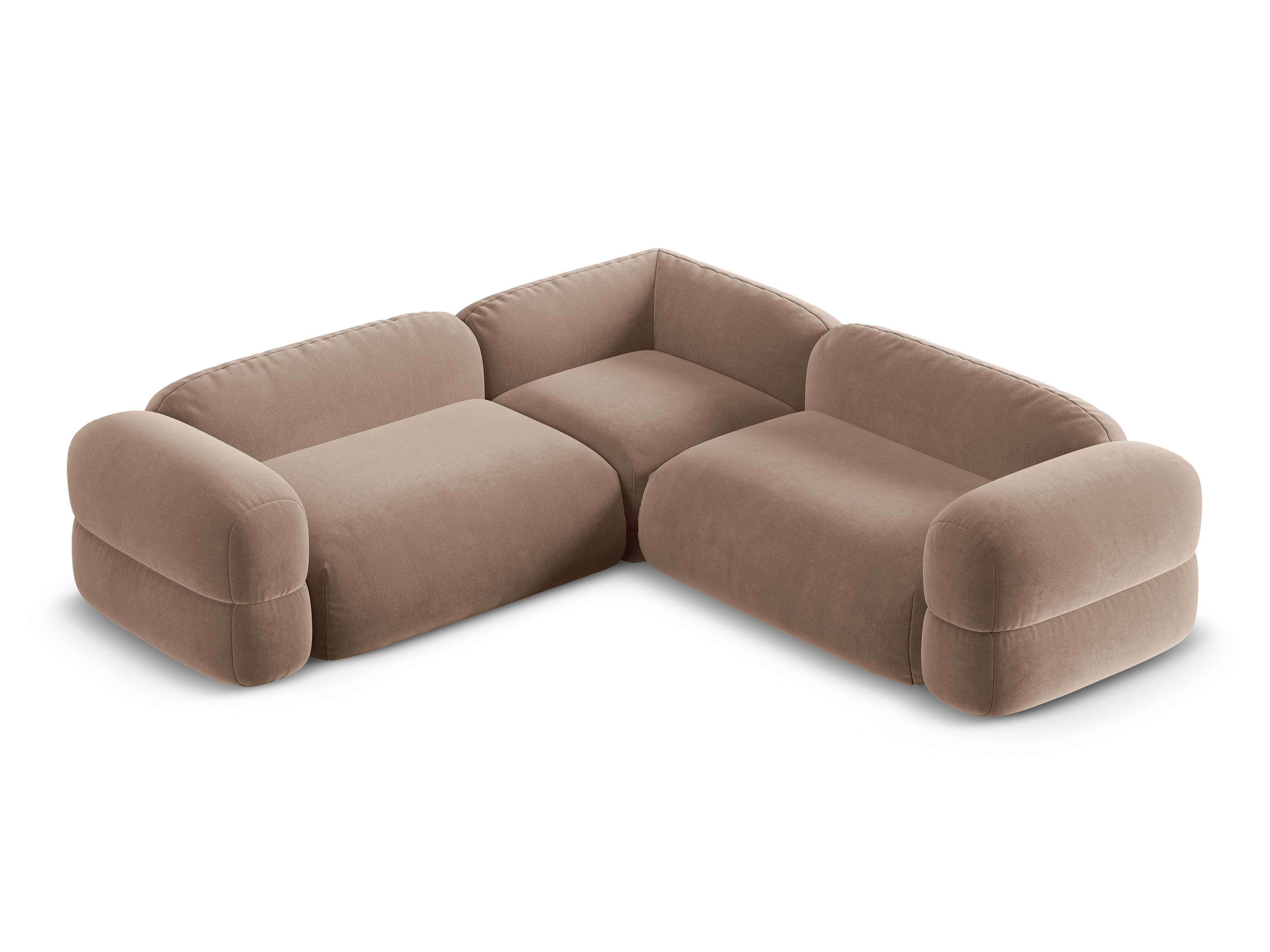 Symmetrical Velvet Corner Sofa ROGER Dark Beige