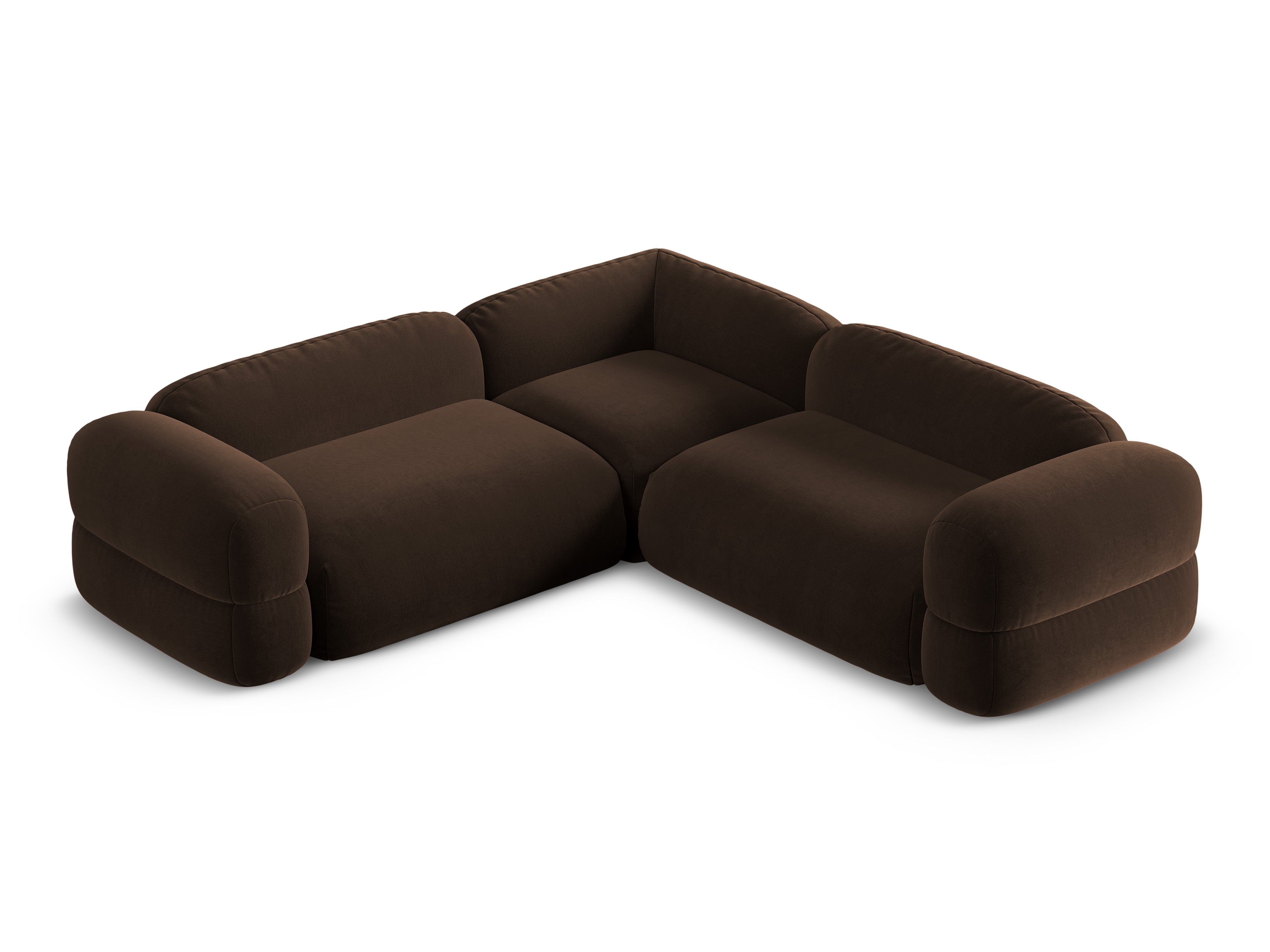 Symmetrical Velvet Corner Sofa ROGER Chocolate