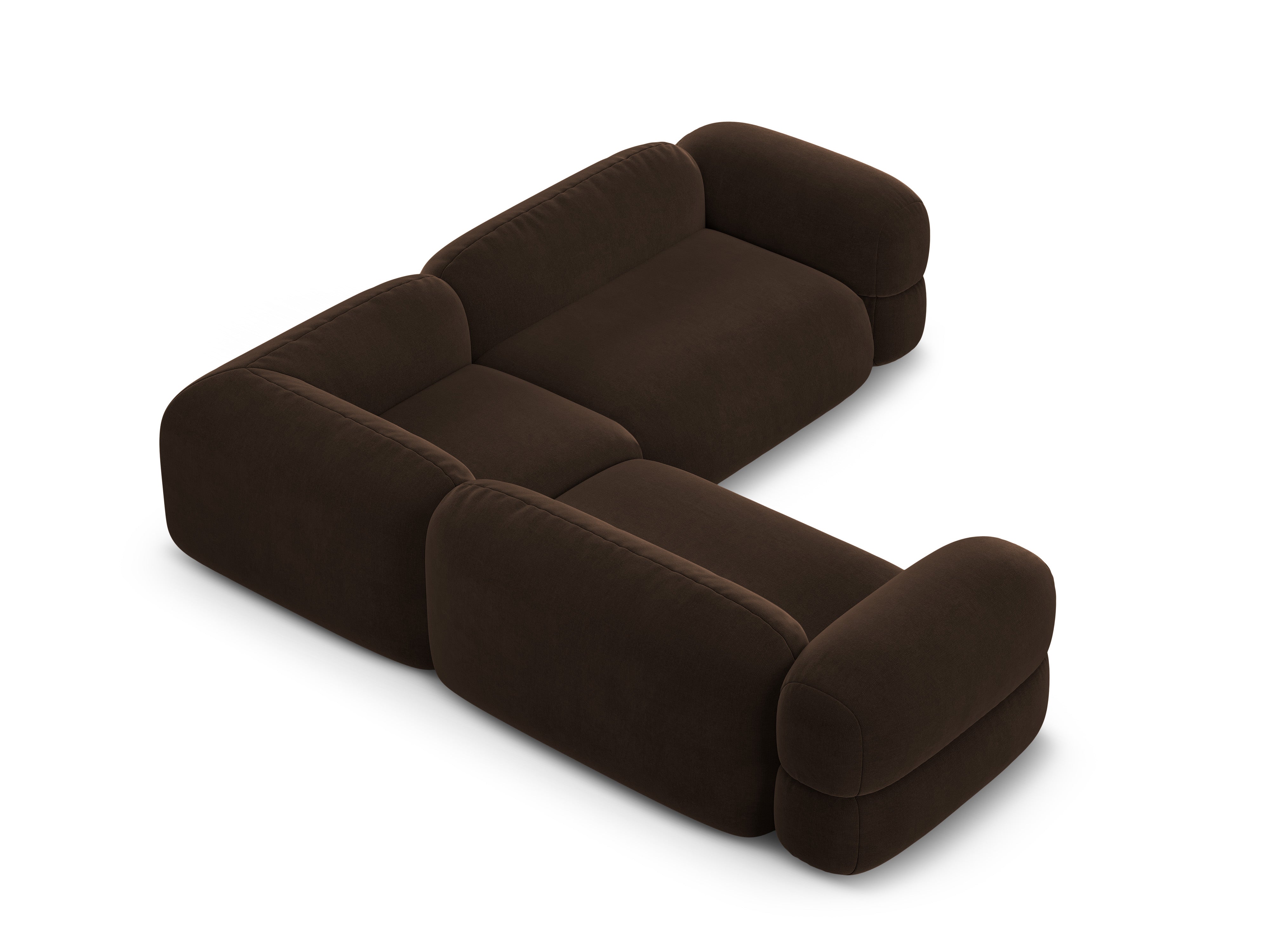 Symmetrical Velvet Corner Sofa ROGER Chocolate