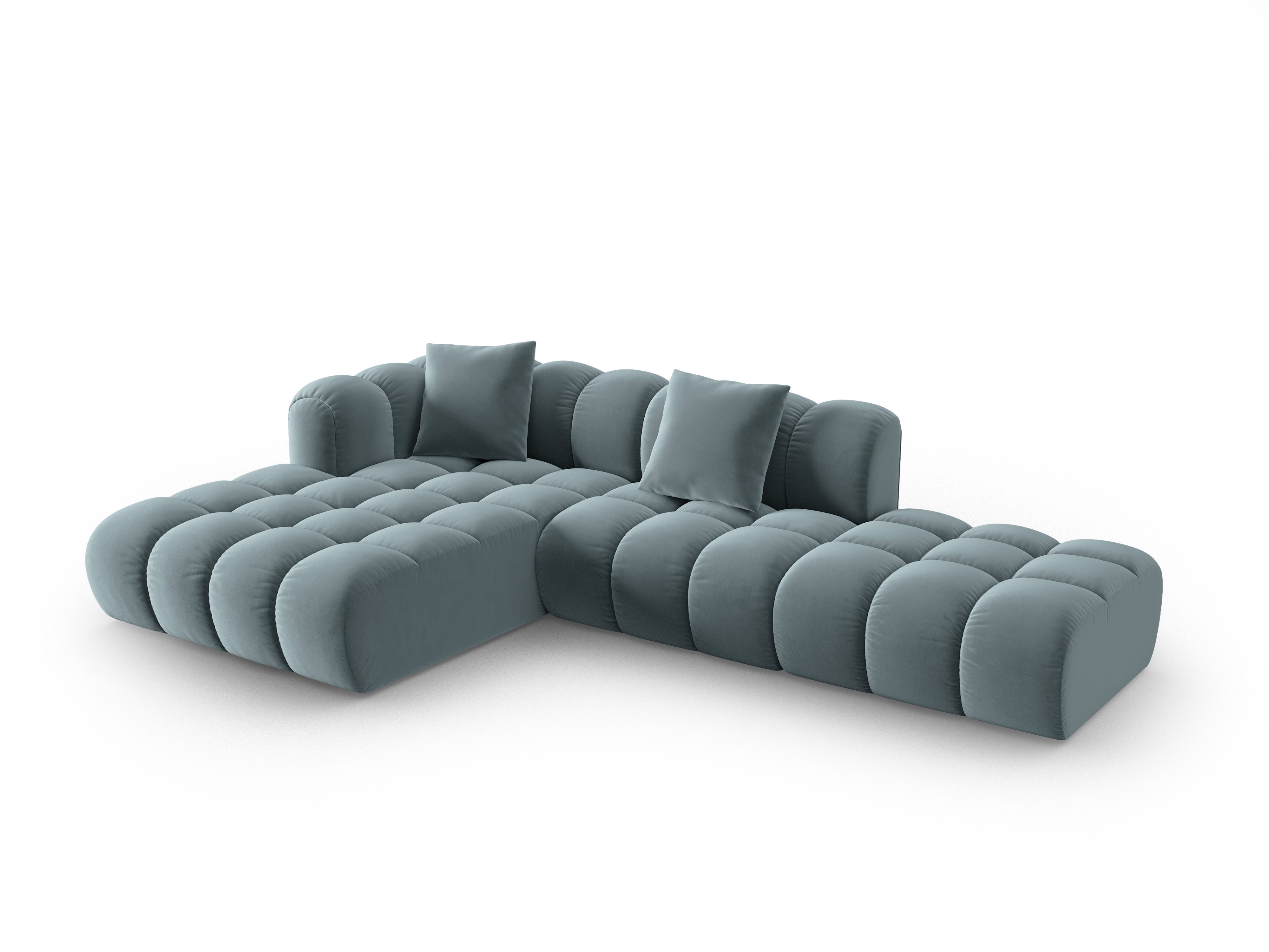 Open Left Velvet Corner Sofa ASTRO Light Blue